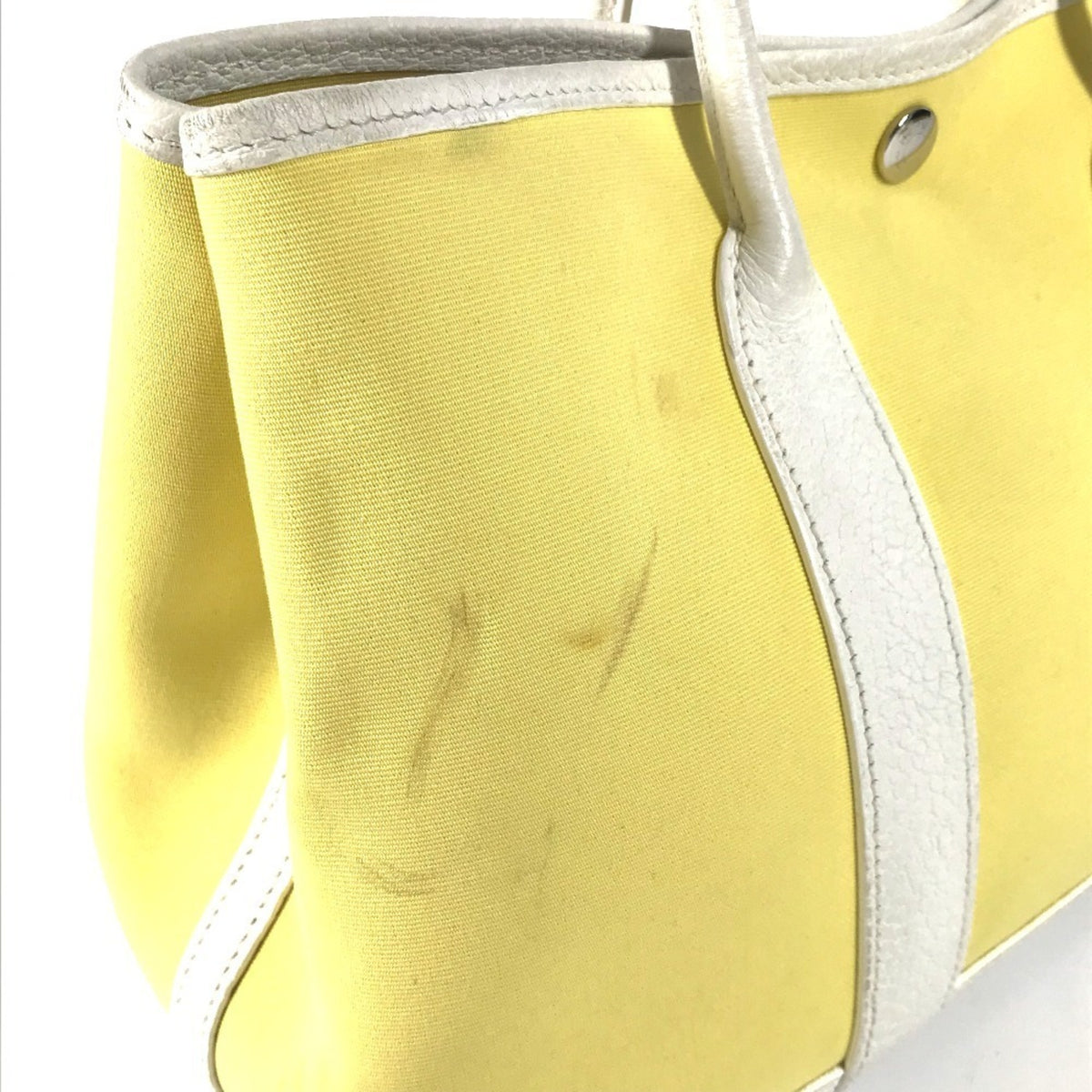 Hermes White Yellow Toile H Handbag Tote Bag (Pre-Owned)