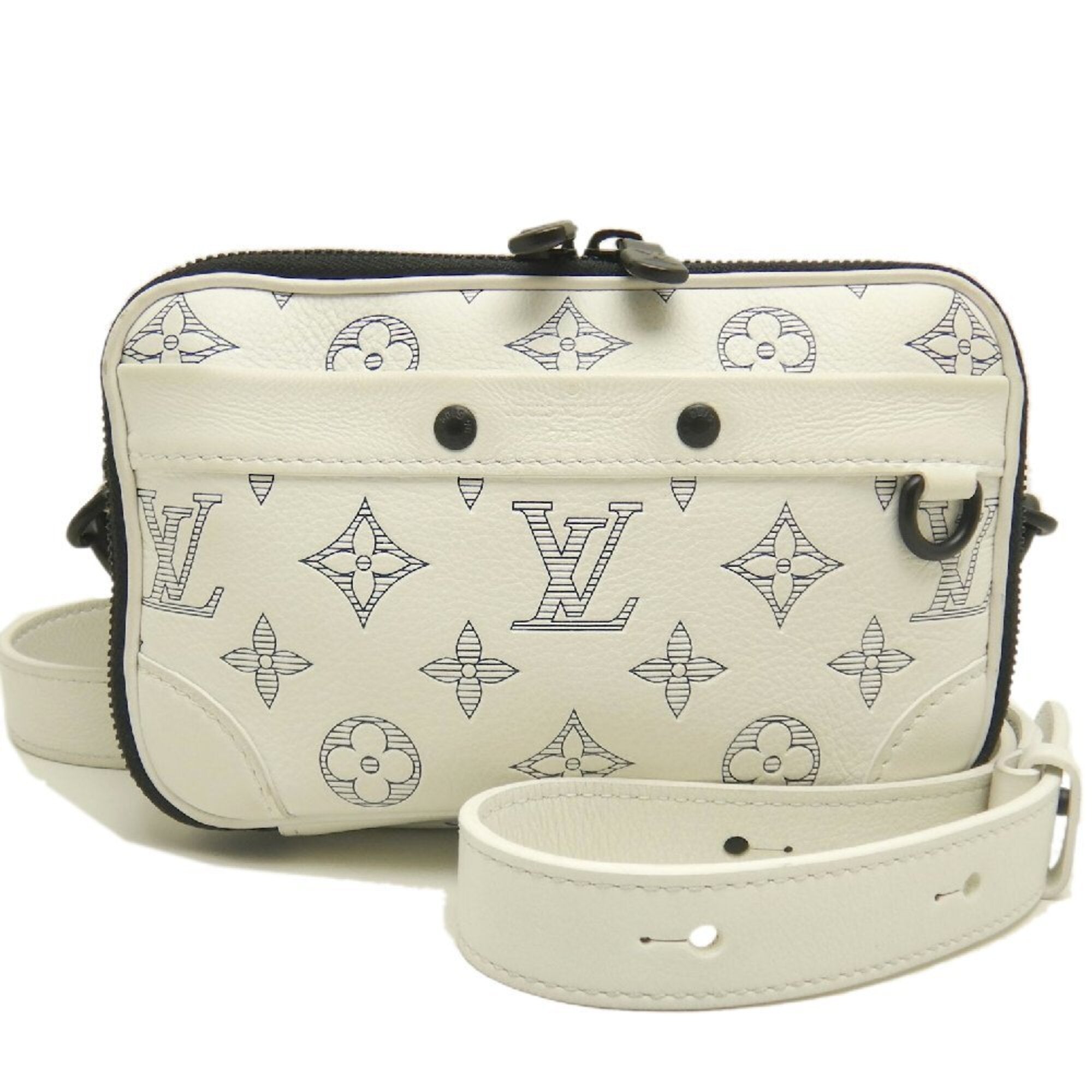 Louis Vuitton Monogram Shadow Blanc Leather Shoulder Bag (Pre-Owned)