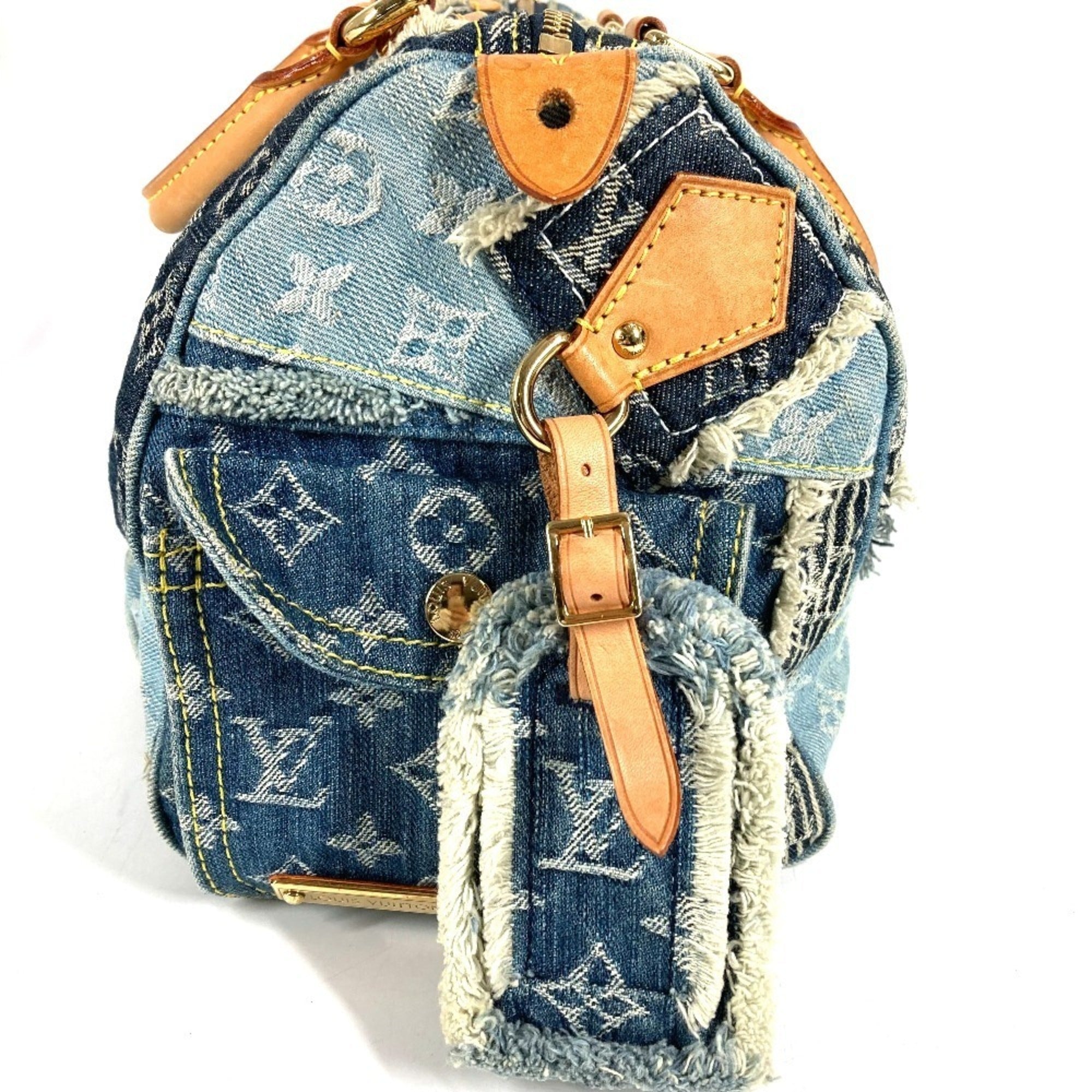 Louis Vuitton Blue Monogram Denim Canvas Boston Bag Handbag (Pre-Owned)