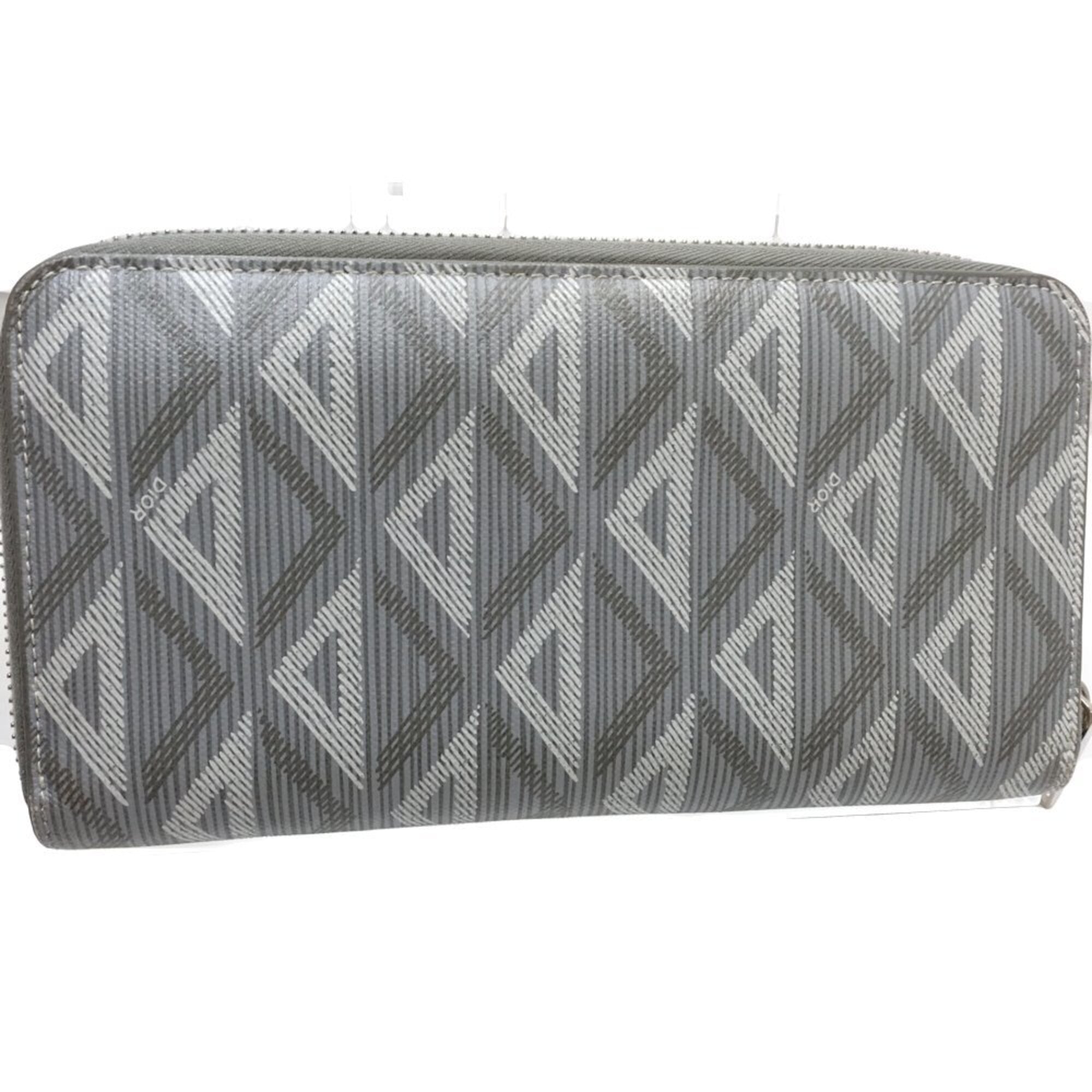 Christian Dior Gray Canvas Long Wallet (Bi-Fold) (Pre-Owned)
