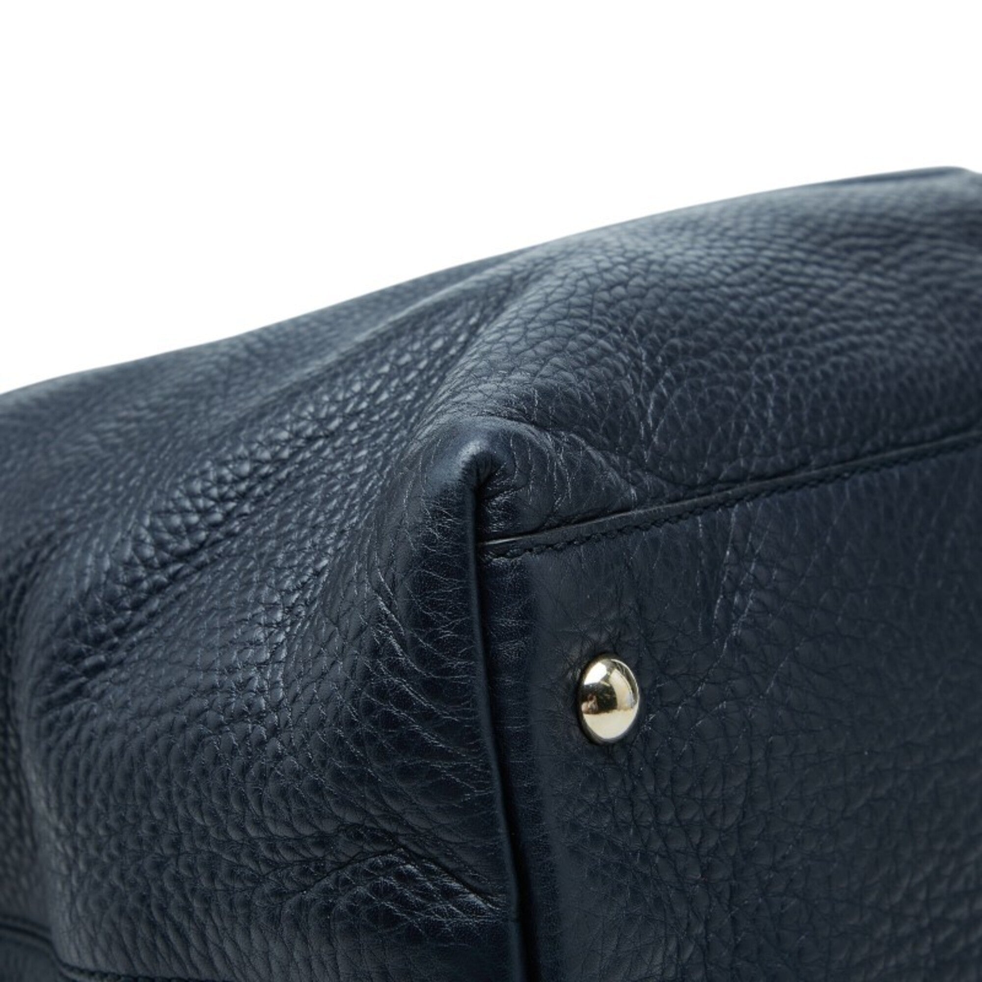 Gucci Navy Leather Shoulder Bag Tote Bag (Pre-Owned)