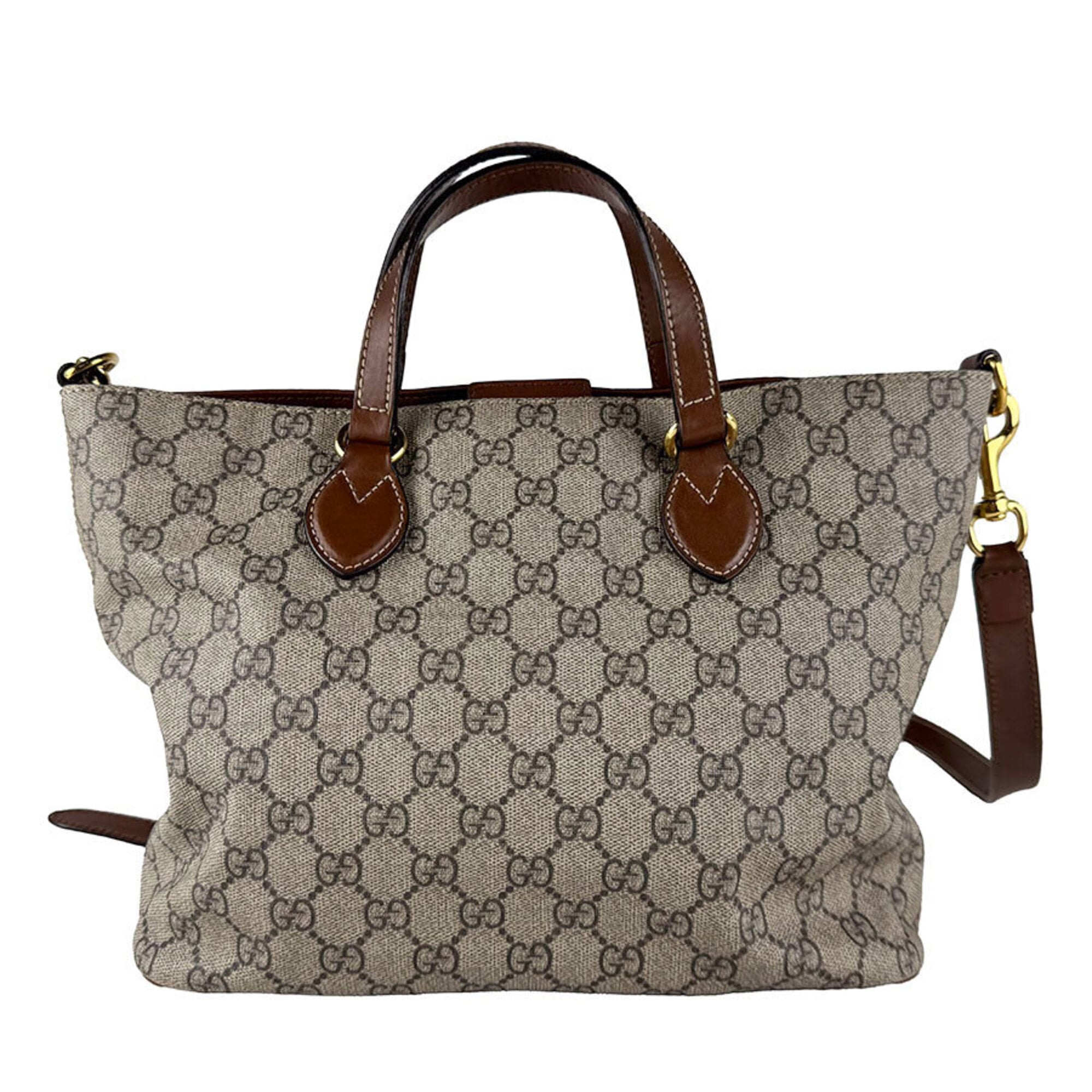 Gucci Brown Gg Supreme Handbag Shoulder Bag (Pre-Owned)