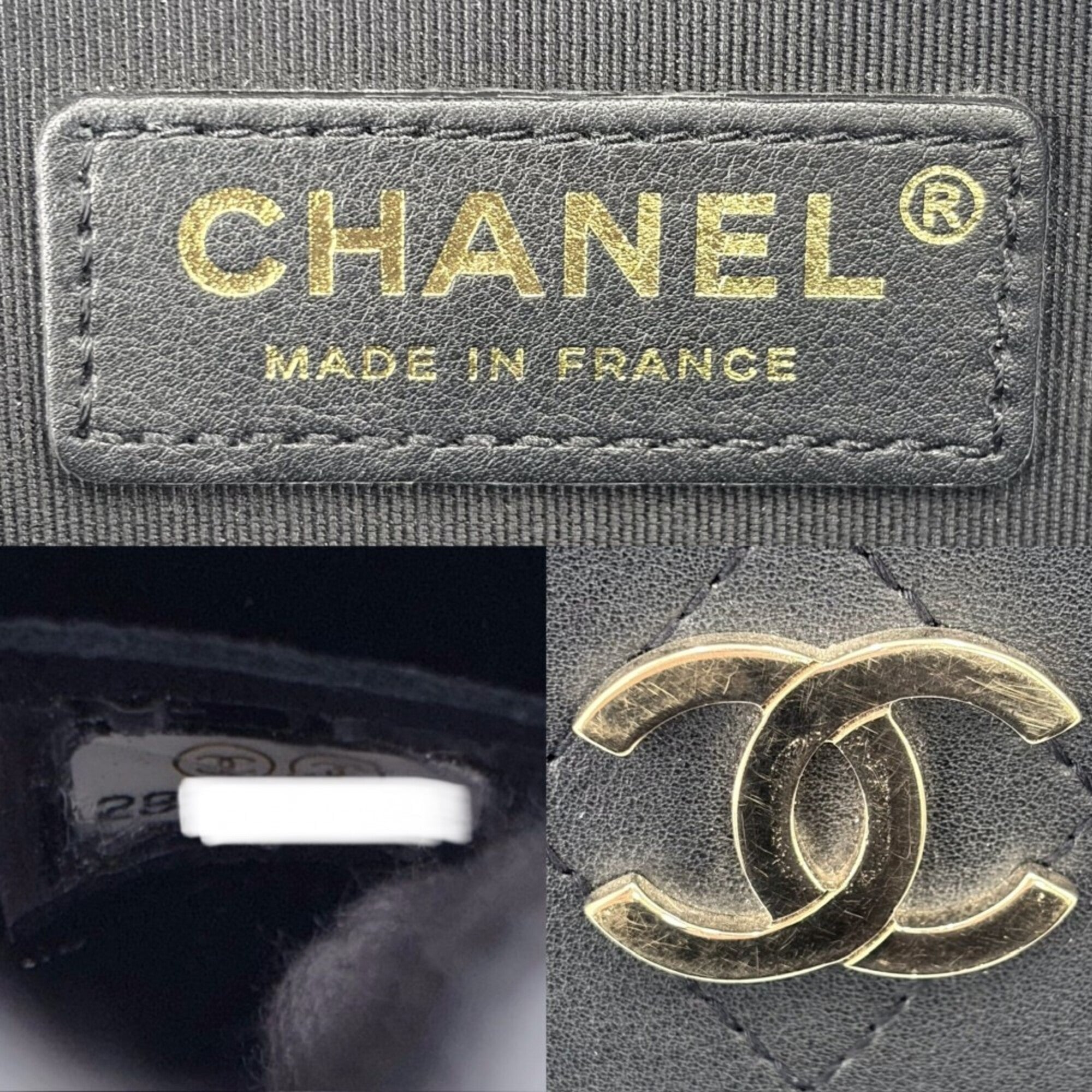 Chanel Black Leather Handbag Pochette Shoulder Bag (Pre-Owned)