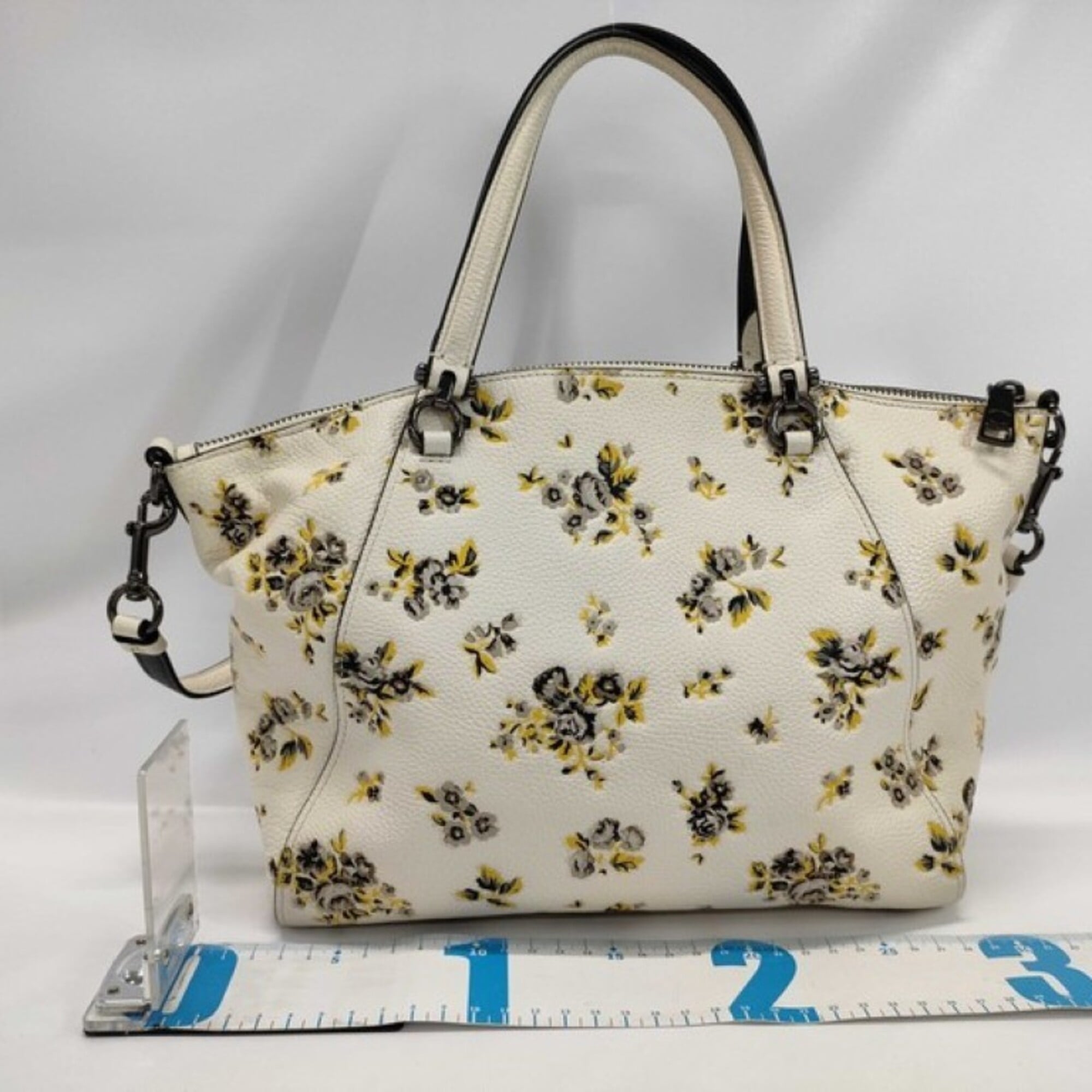 Coach Black White Yellow Leather Handbag Shoulder Bag (Pre-Owned)