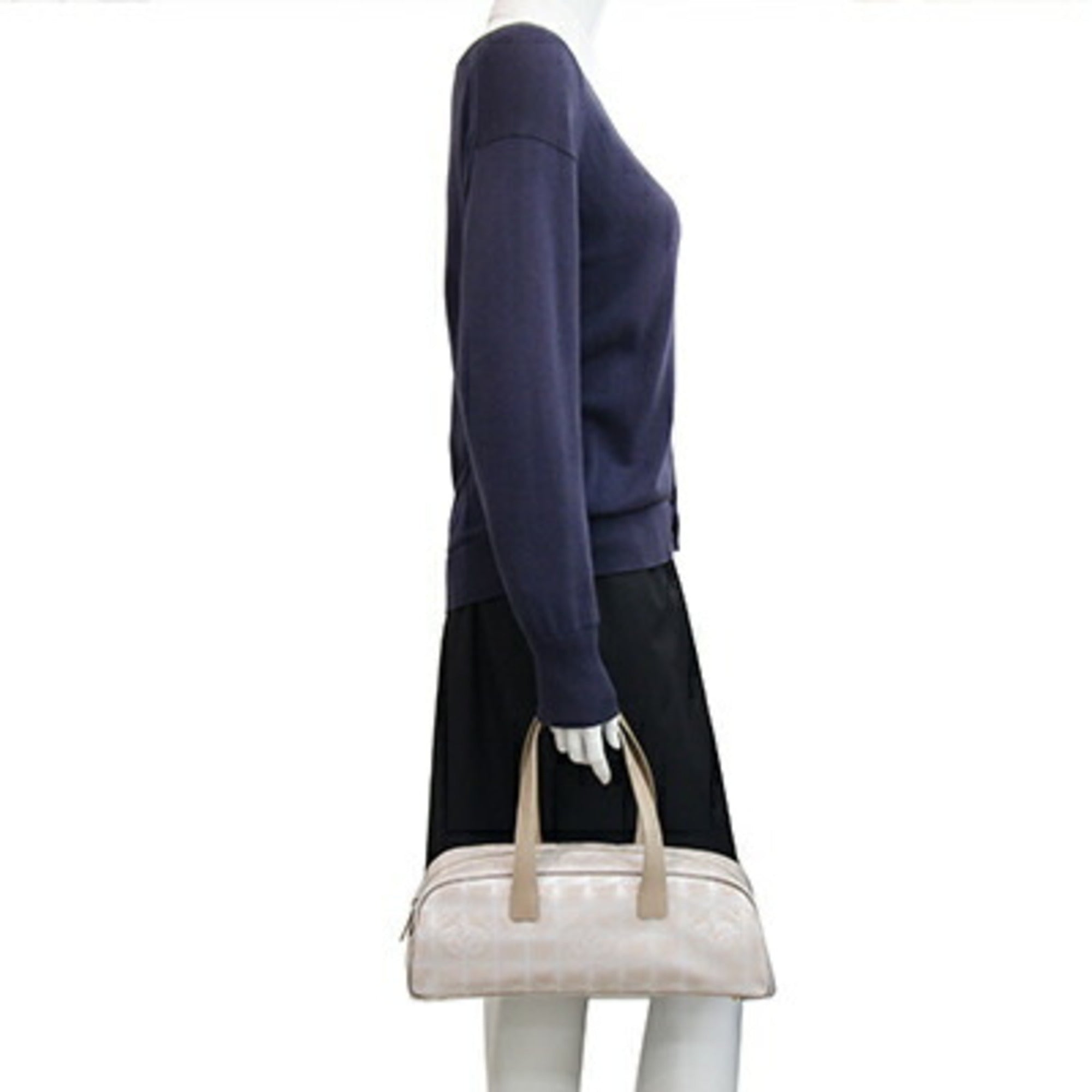 Chanel New Travel Line Beige Nylon Canvas Leather Boston Bag Handbag (Pre-Owned)