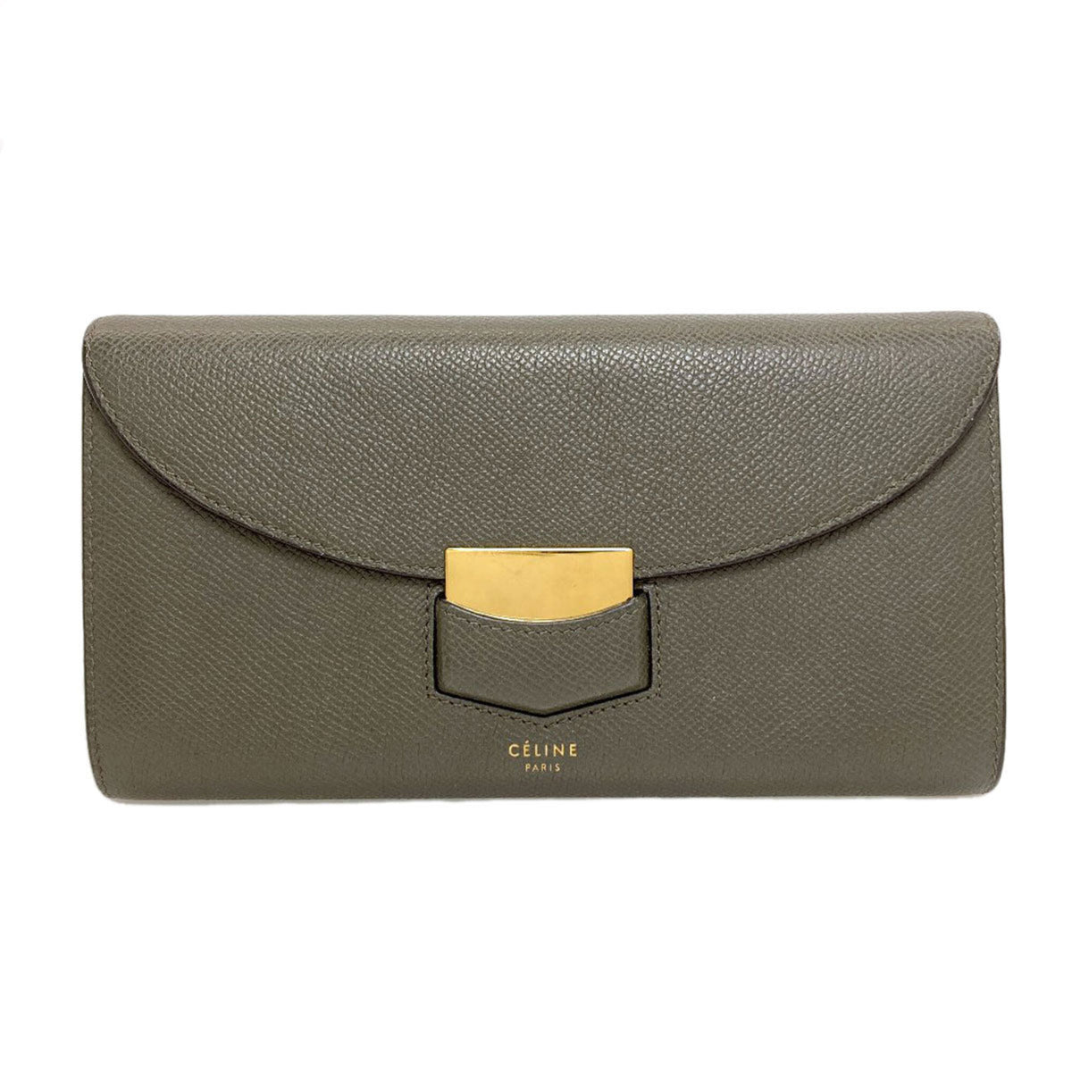 Celine Gray Leather Long Wallet (Bi-Fold) (Pre-Owned)