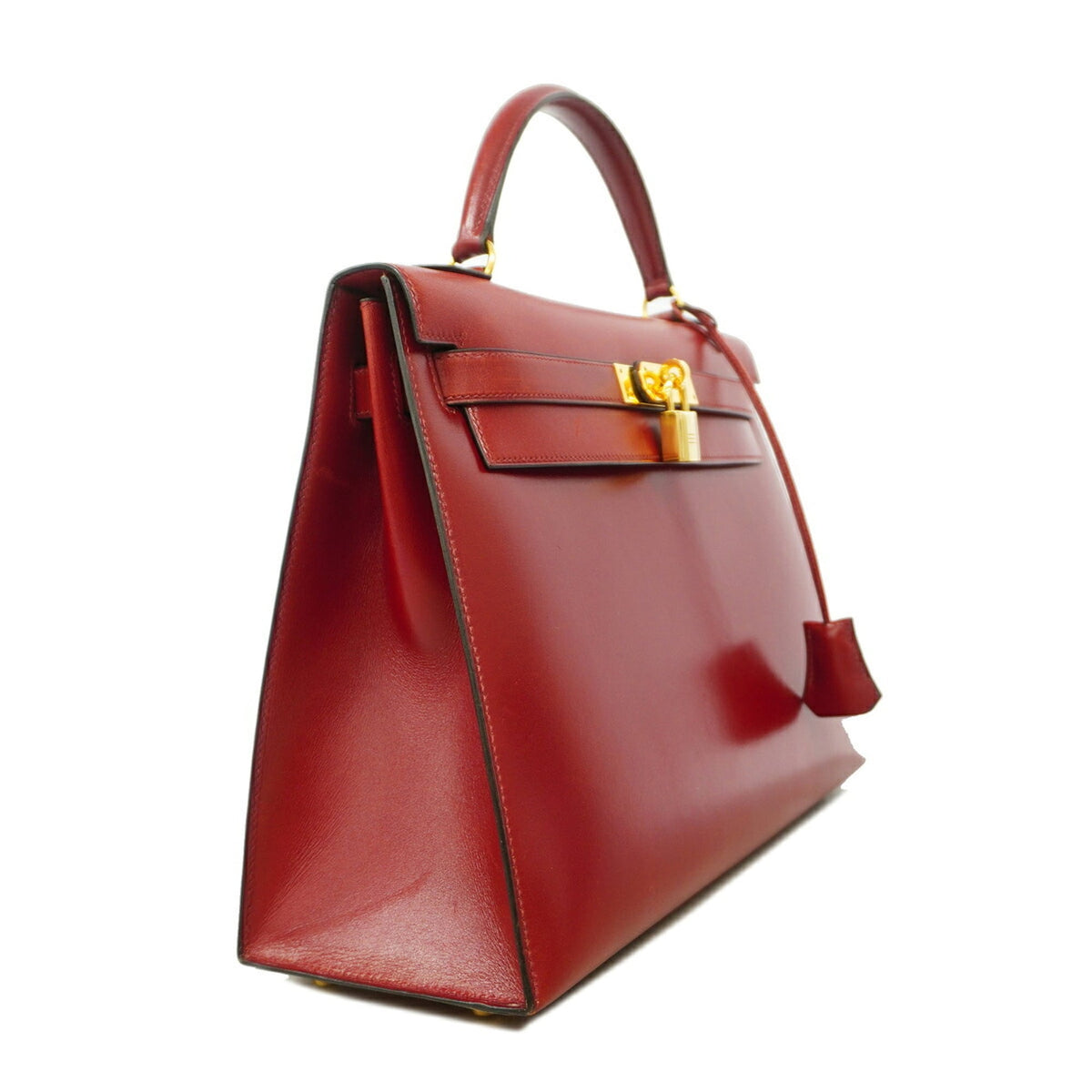 Hermes Rouge H Box Calf Leather Handbag (Pre-Owned)