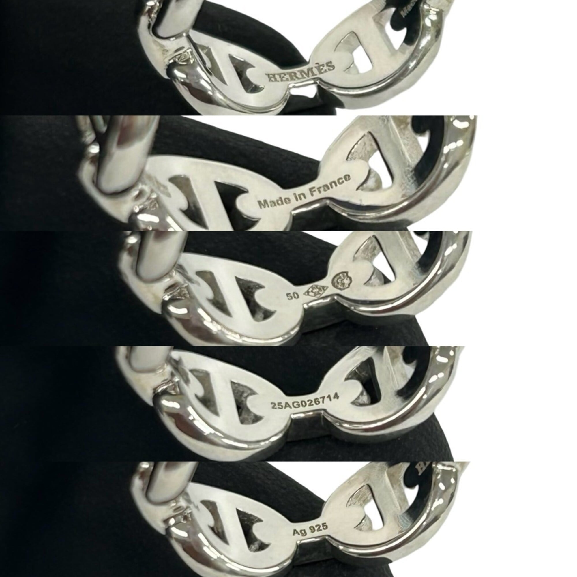 Hermes Silver Silver 925 Band Ring (Pre-Owned)