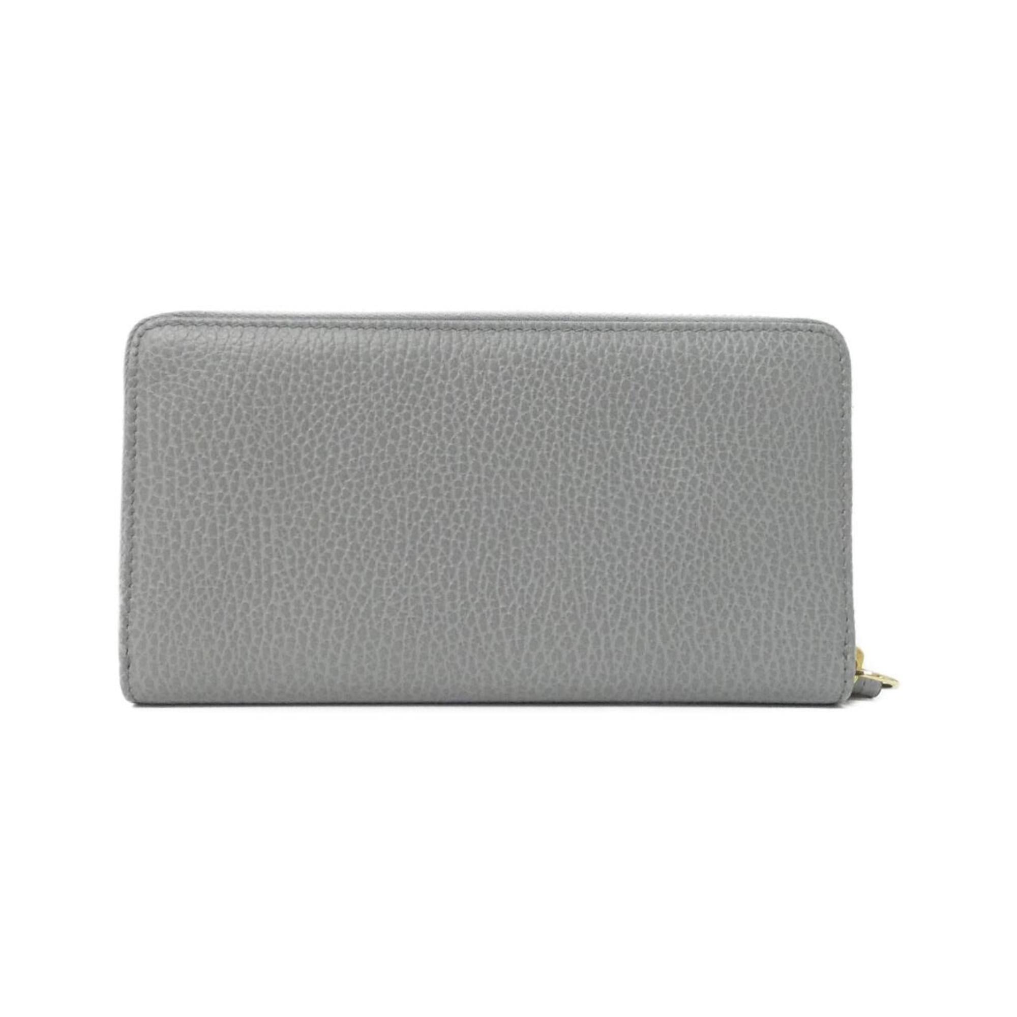 Gucci Gray Leather Long Wallet (Bi-Fold) (Pre-Owned)