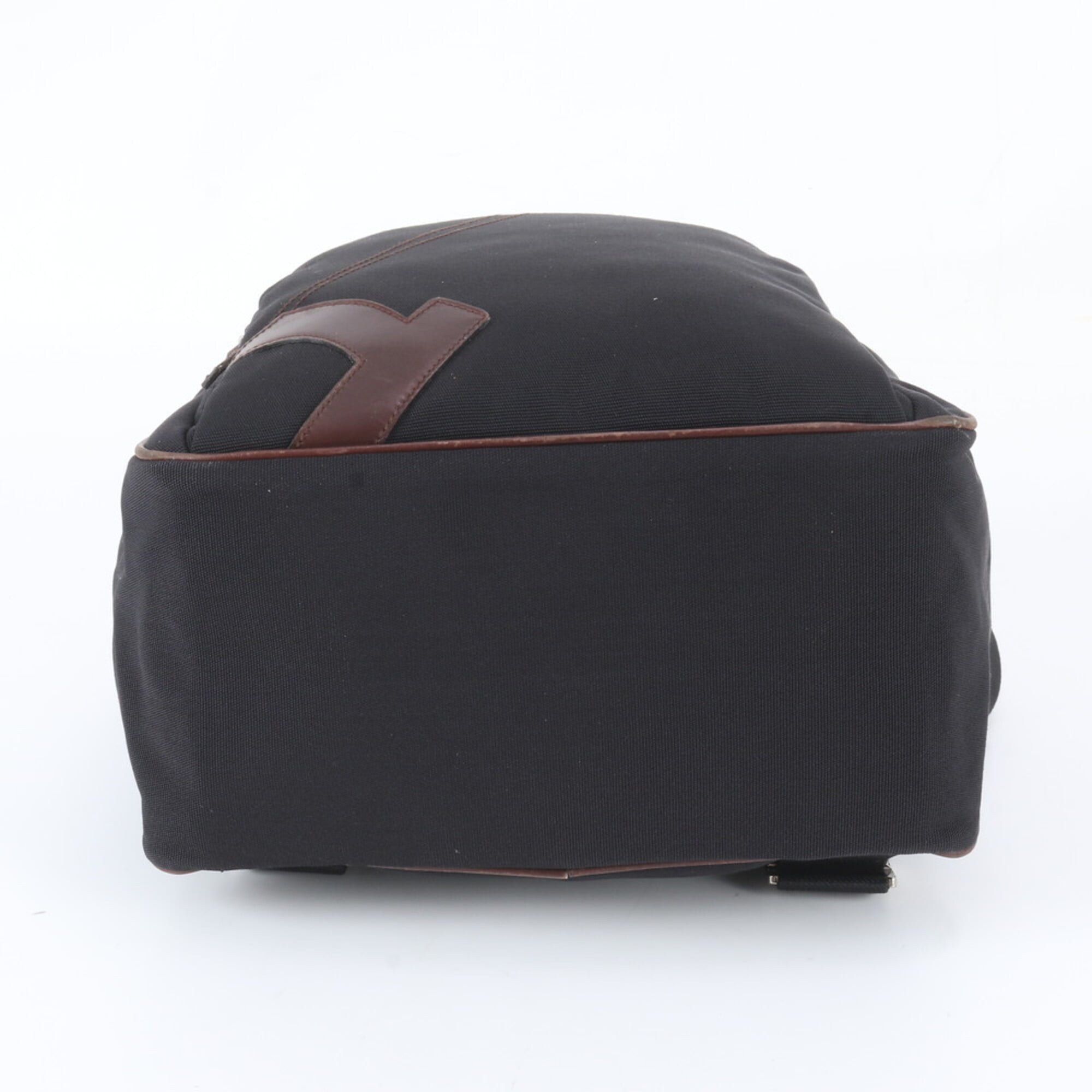 Salvatore Ferragamo Black Brown Leather Canvas Backpack Shoulder Bag (Pre-Owned)