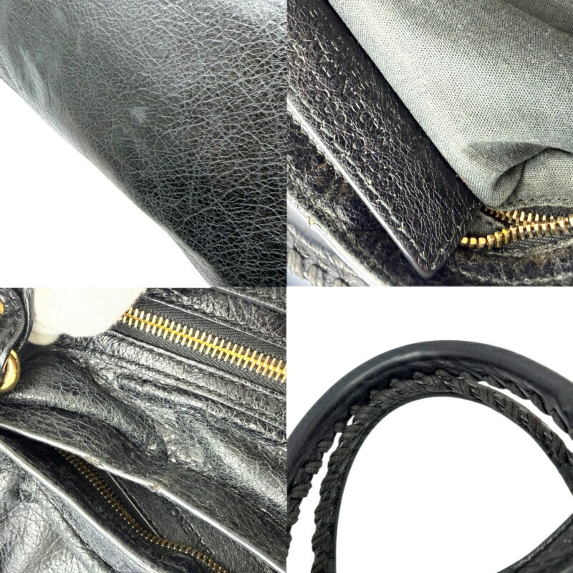 Balenciaga Black Leather Handbag Shoulder Bag (Pre-Owned)