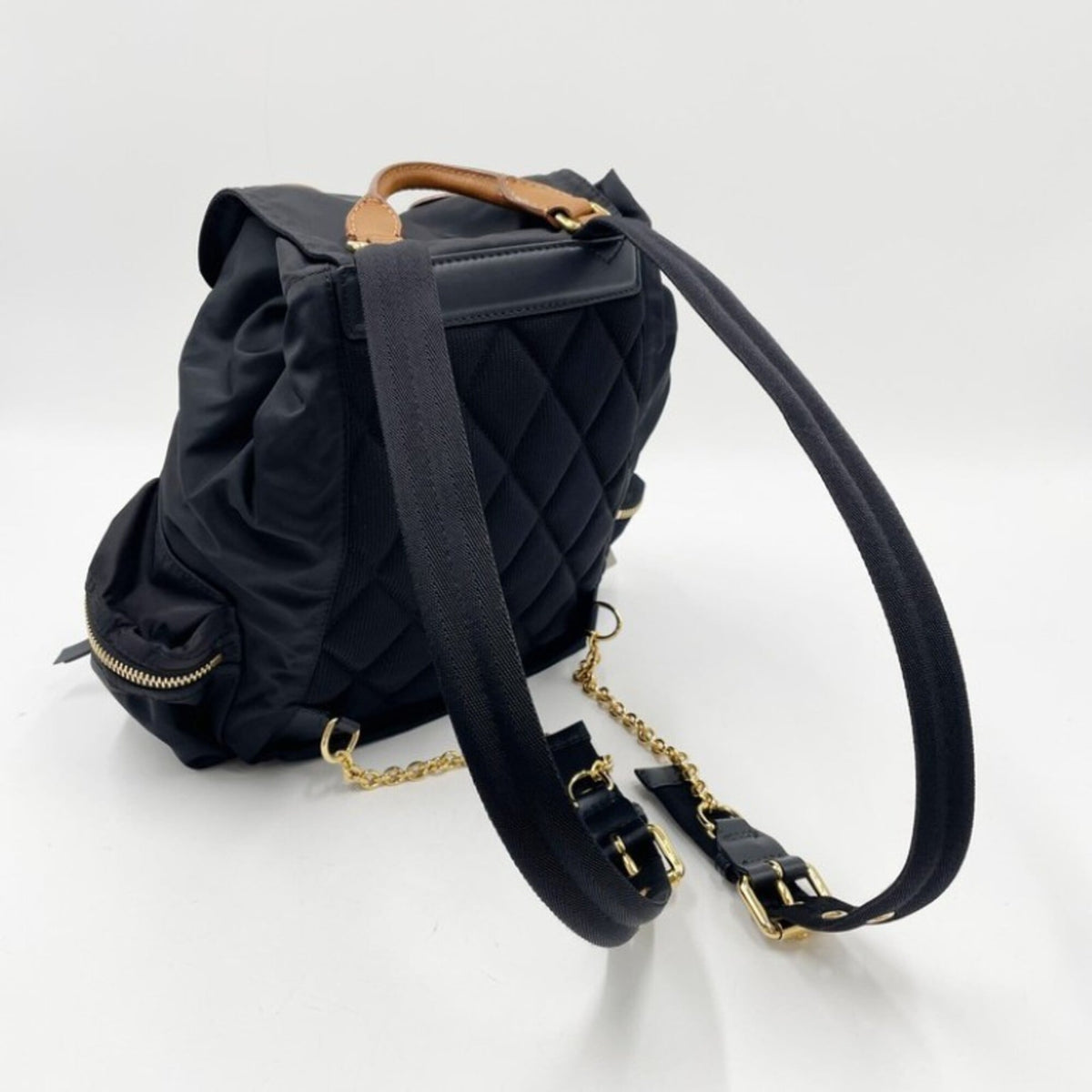 Burberry Black Brown Nylon Backpack (Pre-Owned)