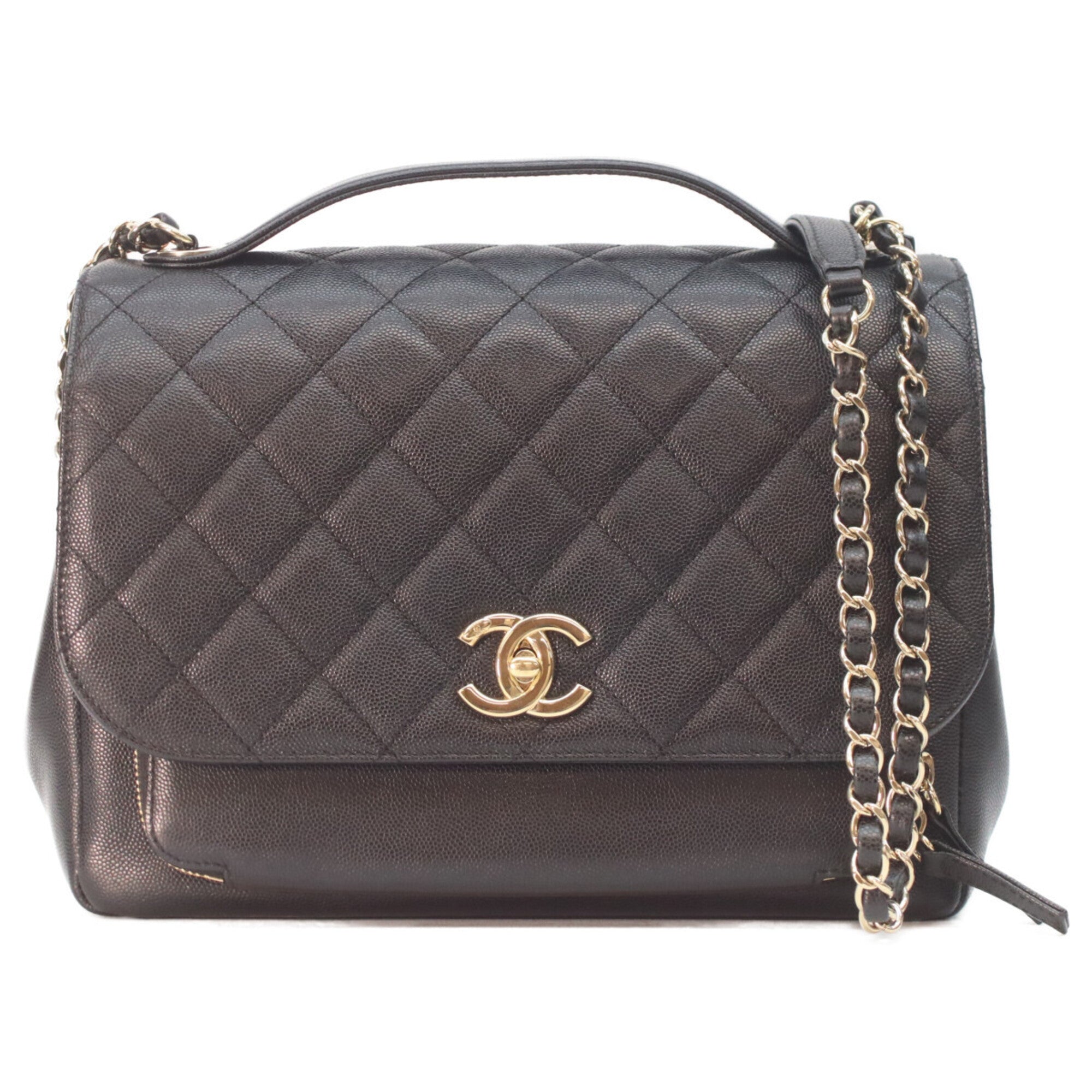 Chanel Black Grained Calfskin Shoulder Bag (Pre-Owned)