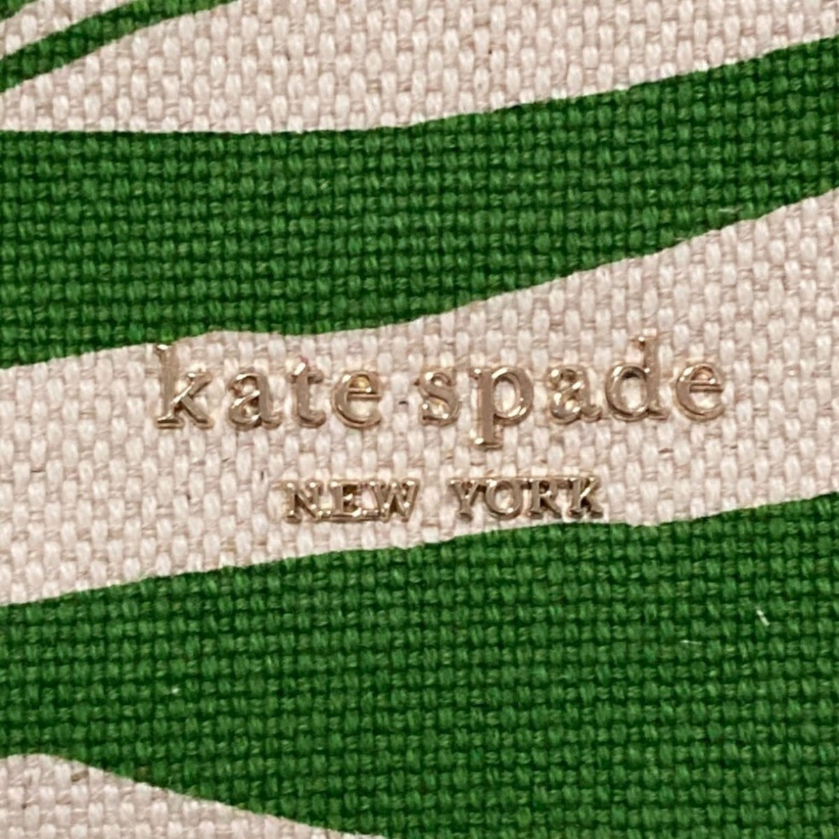 Kate Spade Green Ivory Canvas Leather Handbag Tote Bag (Pre-Owned)