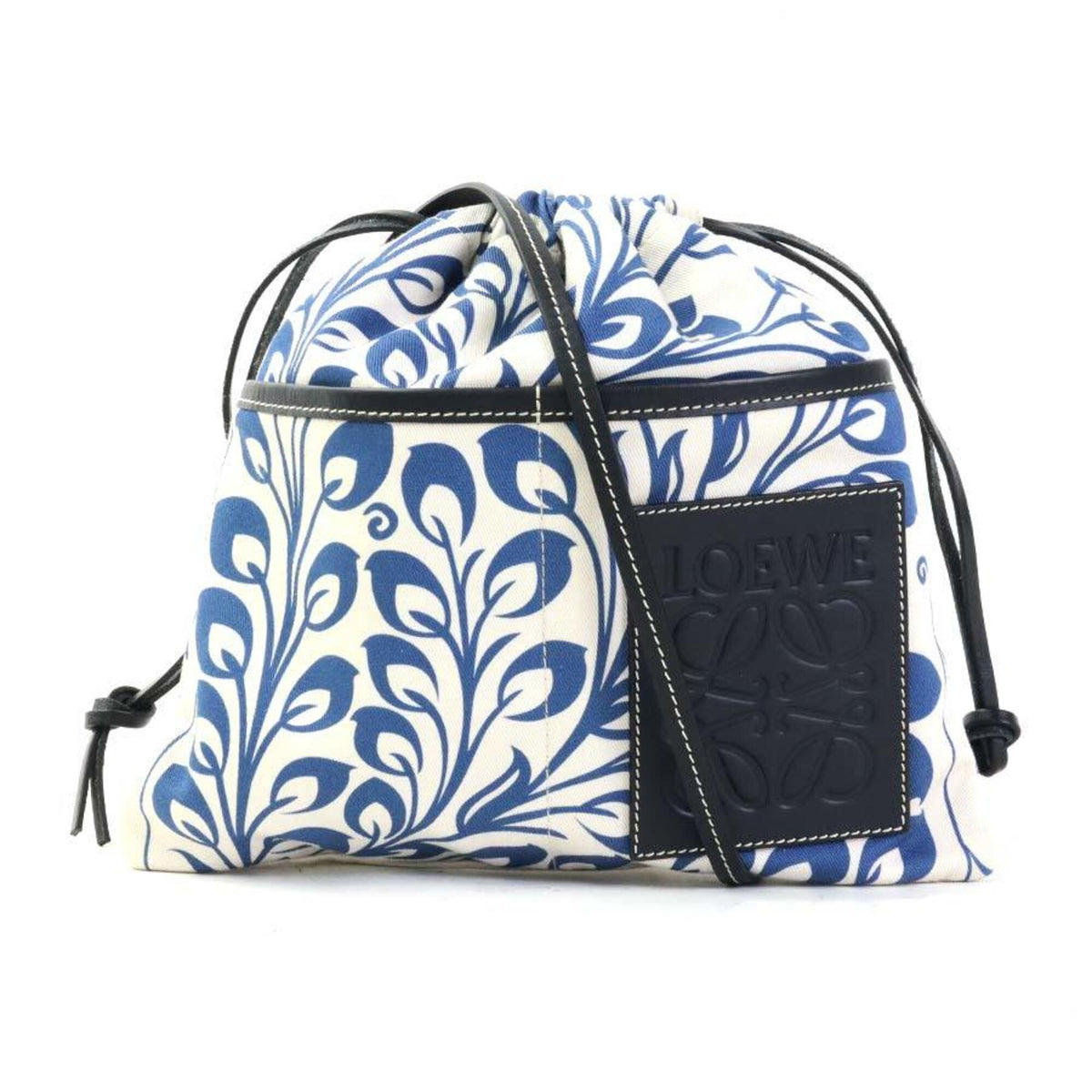 Loewe Black Blue White Canvas Leather Shoulder Bag (Pre-Owned)