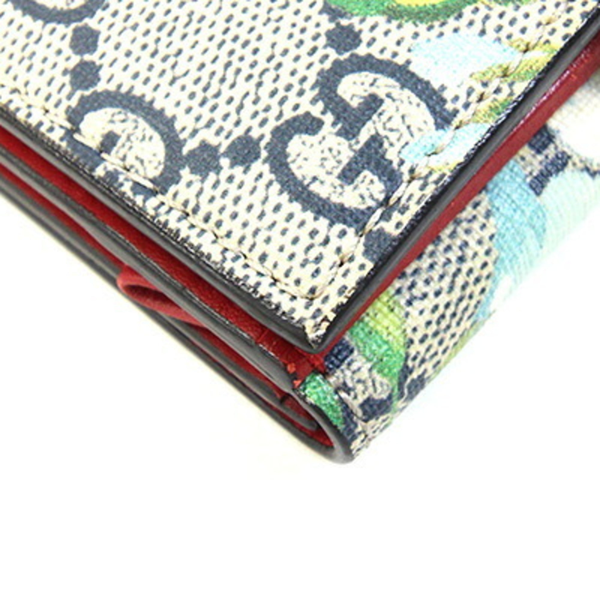 Gucci Beige Blue Red Color Pvc Leather Coin Purse/Coin Case (Pre-Owned)