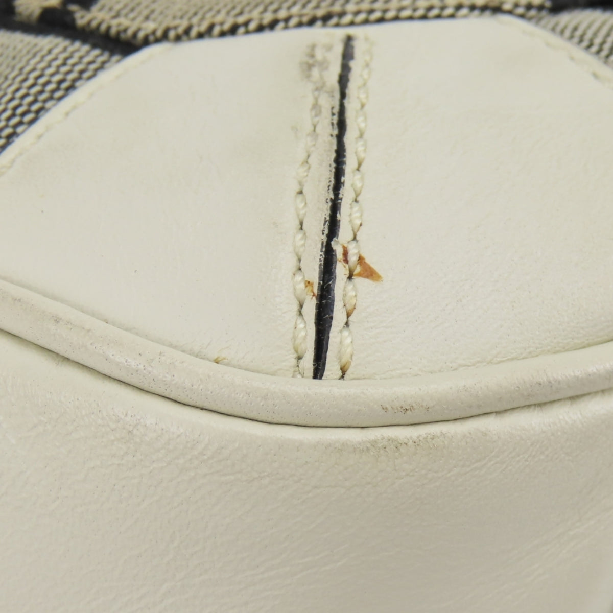 Coach Gray White Canvas Leather Tote Bag (Pre-Owned)