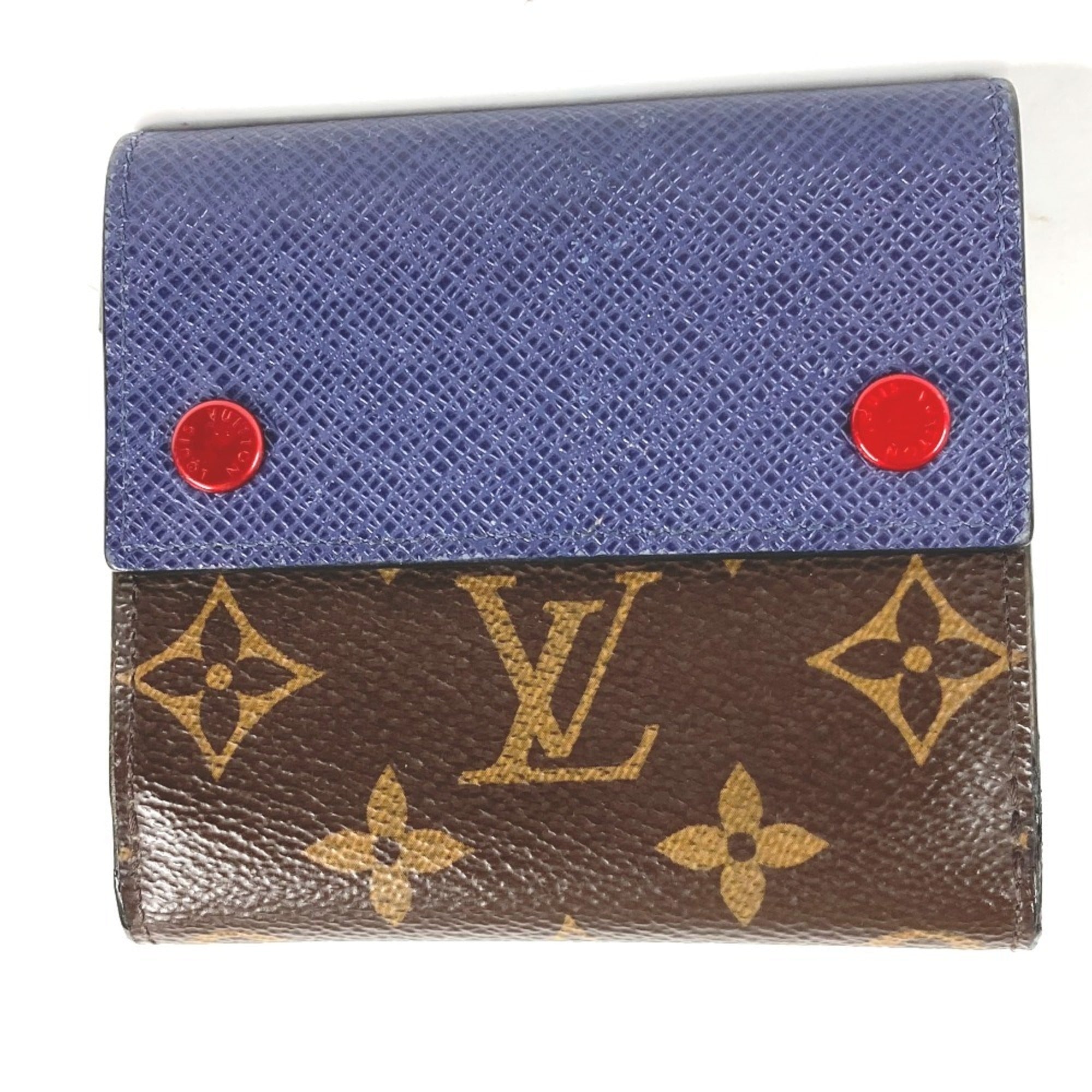 Louis Vuitton Blue Brown Monogram Wallet (Bi-Fold) (Pre-Owned)