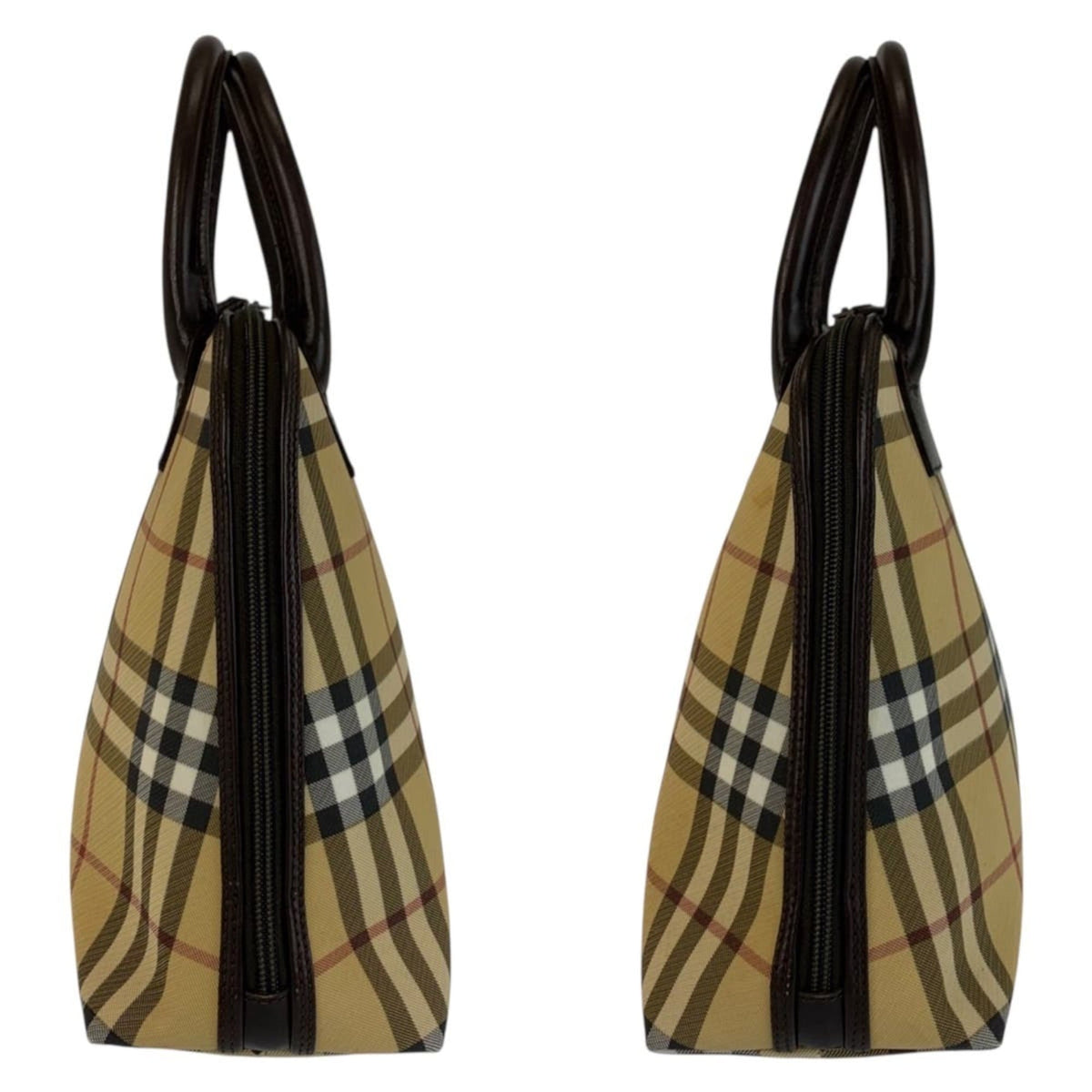 Burberry Beige Black Pvc Leather Handbag (Pre-Owned)