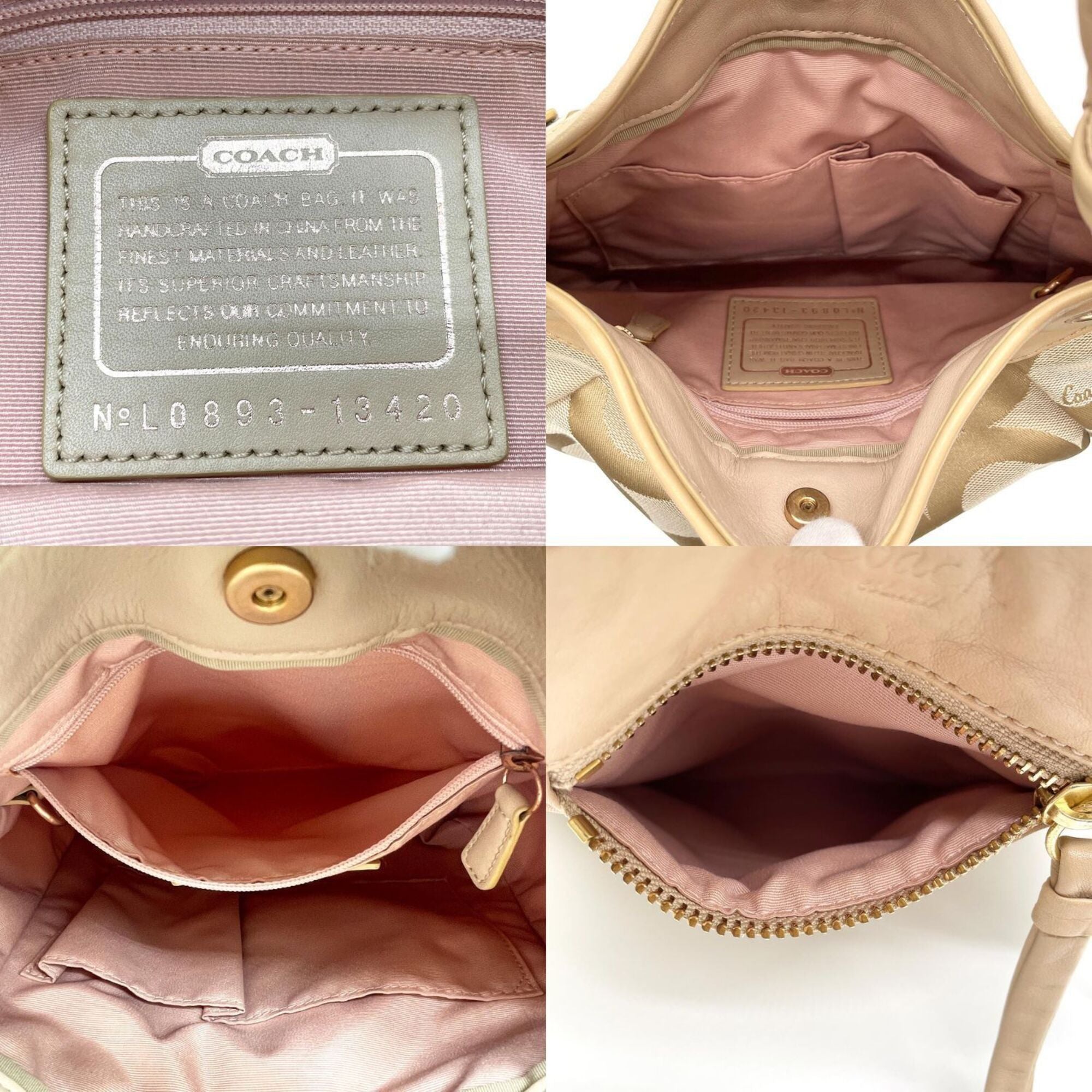 Coach Beige Canvas Leather Shoulder Bag (Pre-Owned)