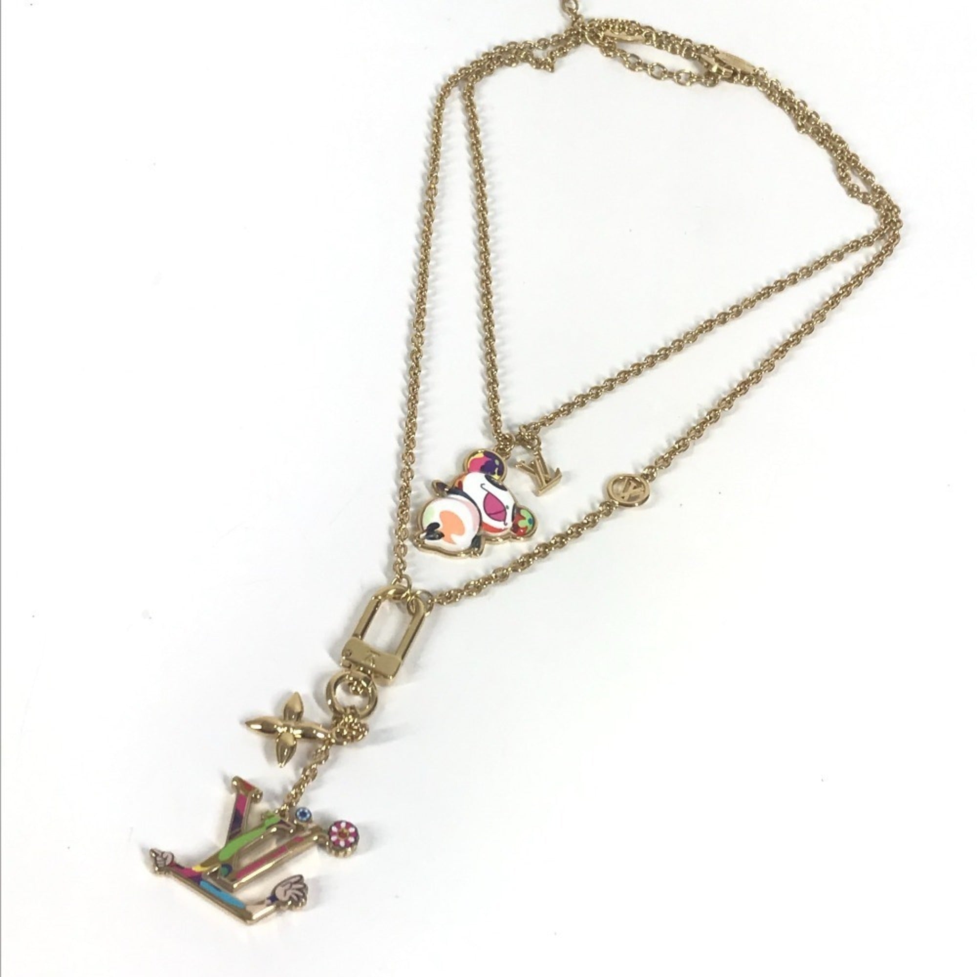 Louis Vuitton Gold Multi-Color Metal Necklace (Pre-Owned)