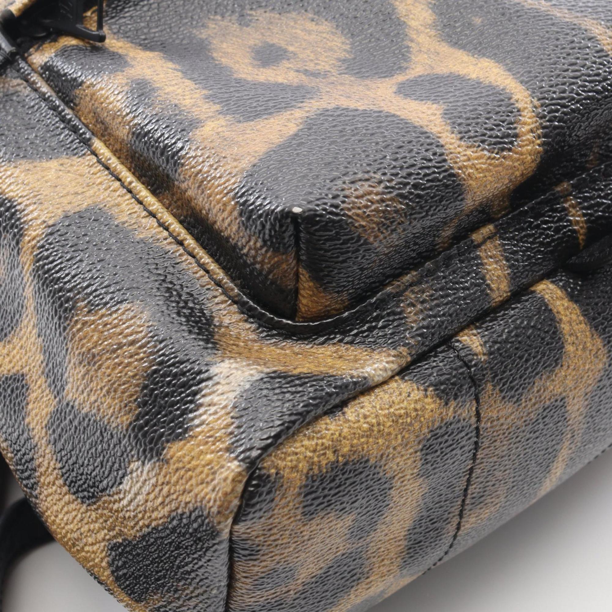 Louis Vuitton Black Brown Coated Canvas Leather Backpack Handbag (Pre-Owned)