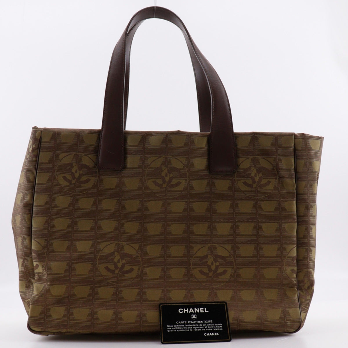 Chanel Khaki Nylon Canvas Tote Bag (Pre-Owned)