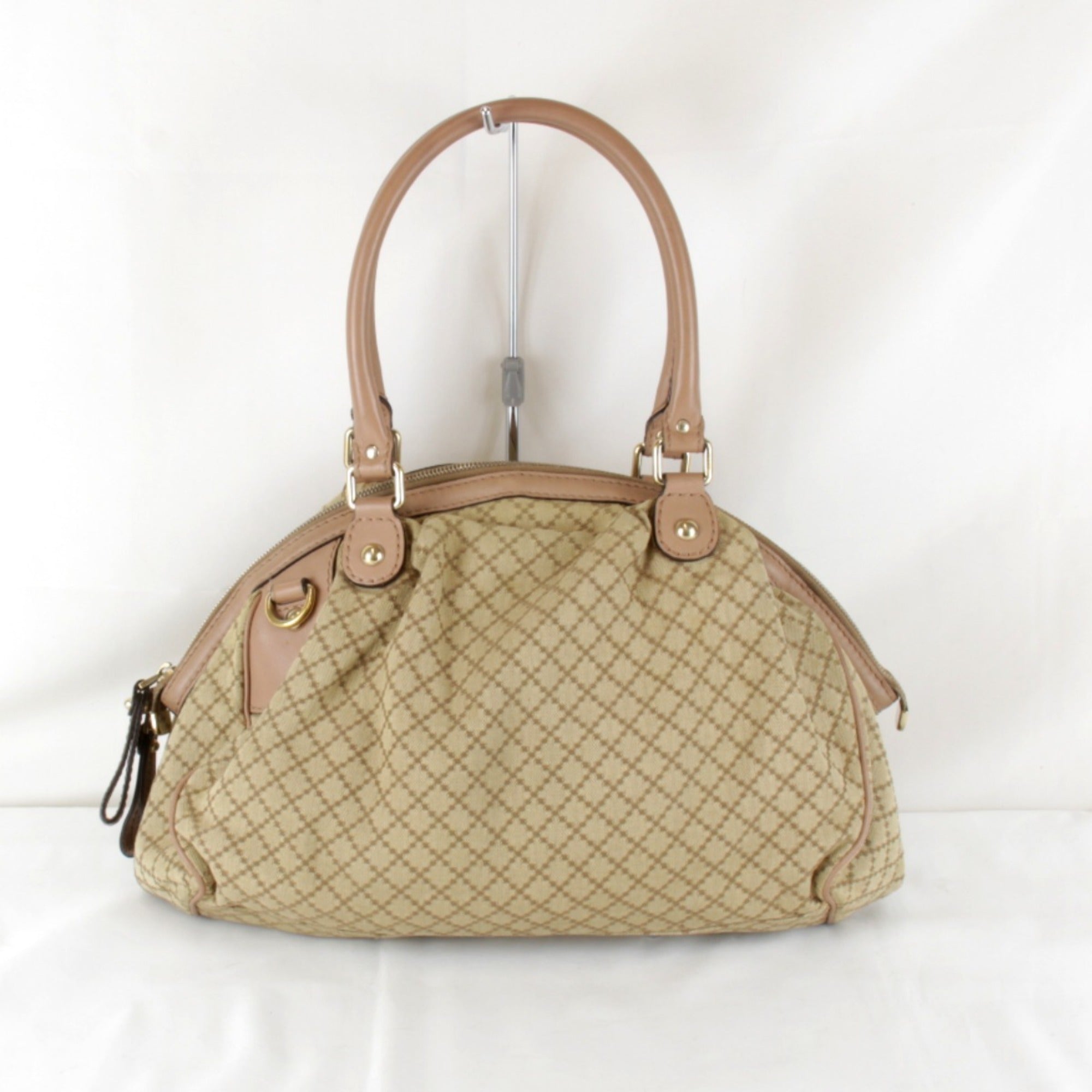 Gucci Beige Black Yellow Canvas Handbag (Pre-Owned)