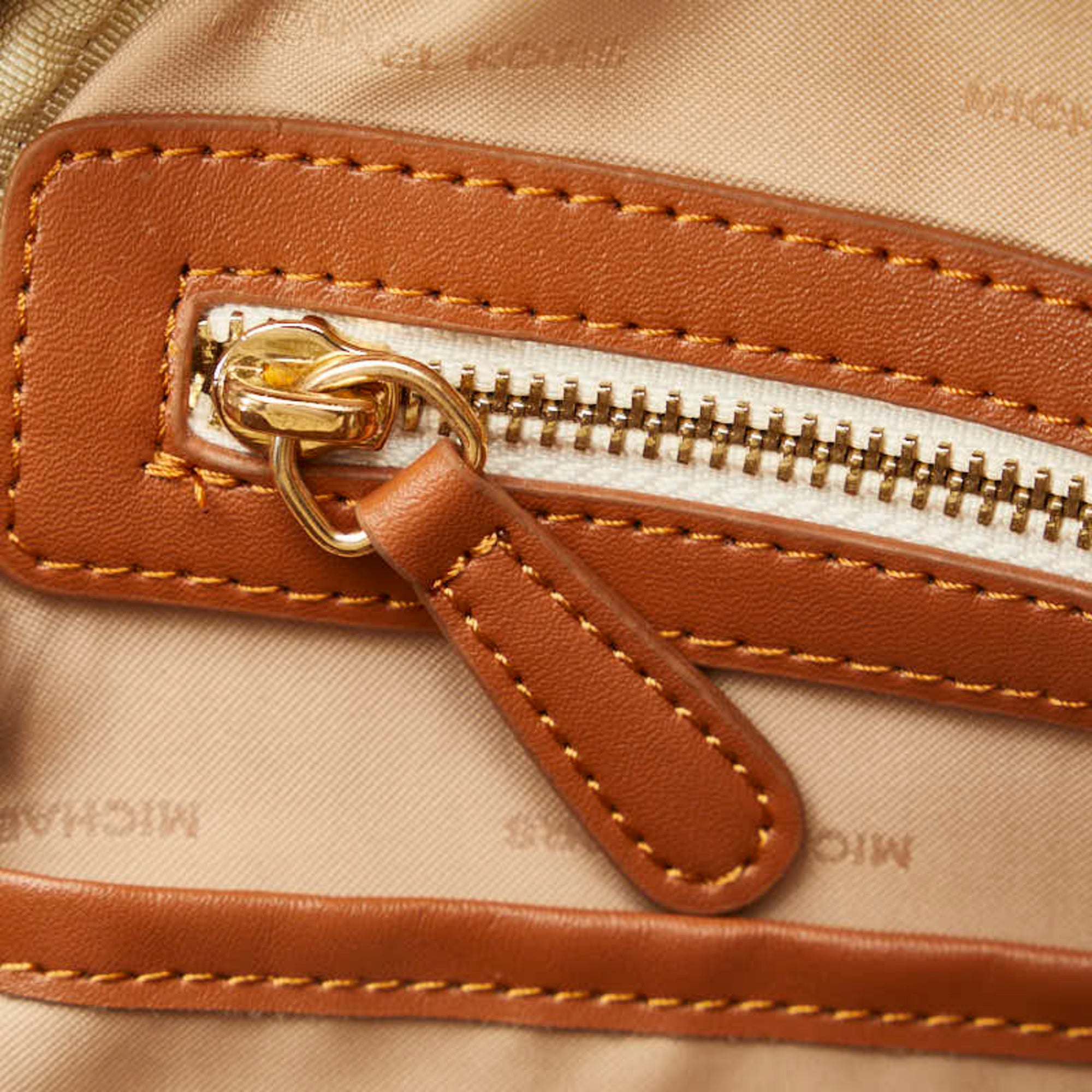Michael Kors Brown White Pvc Leather Backpack (Pre-Owned)