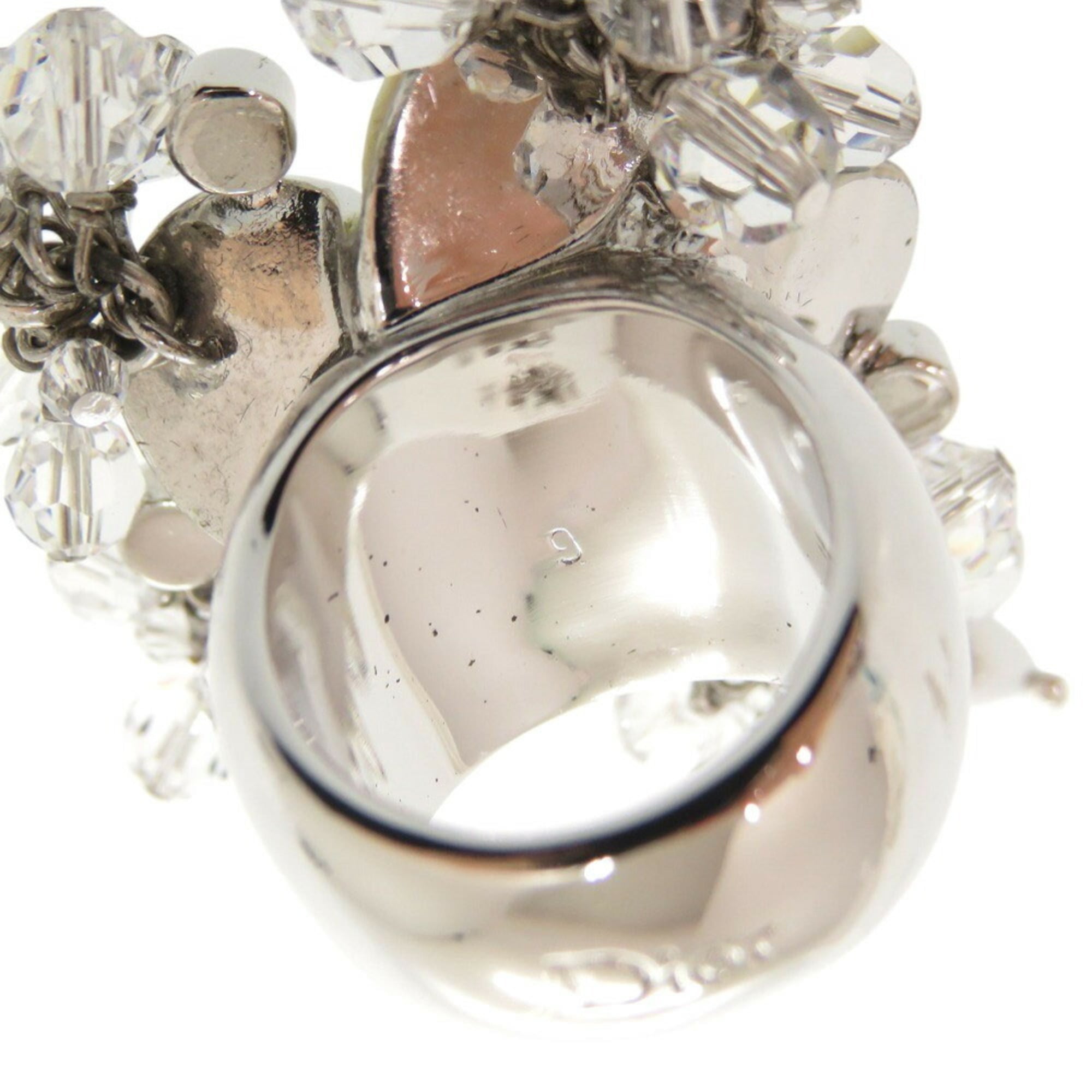 Christian Dior Silver White Metal Band Ring (Pre-Owned)