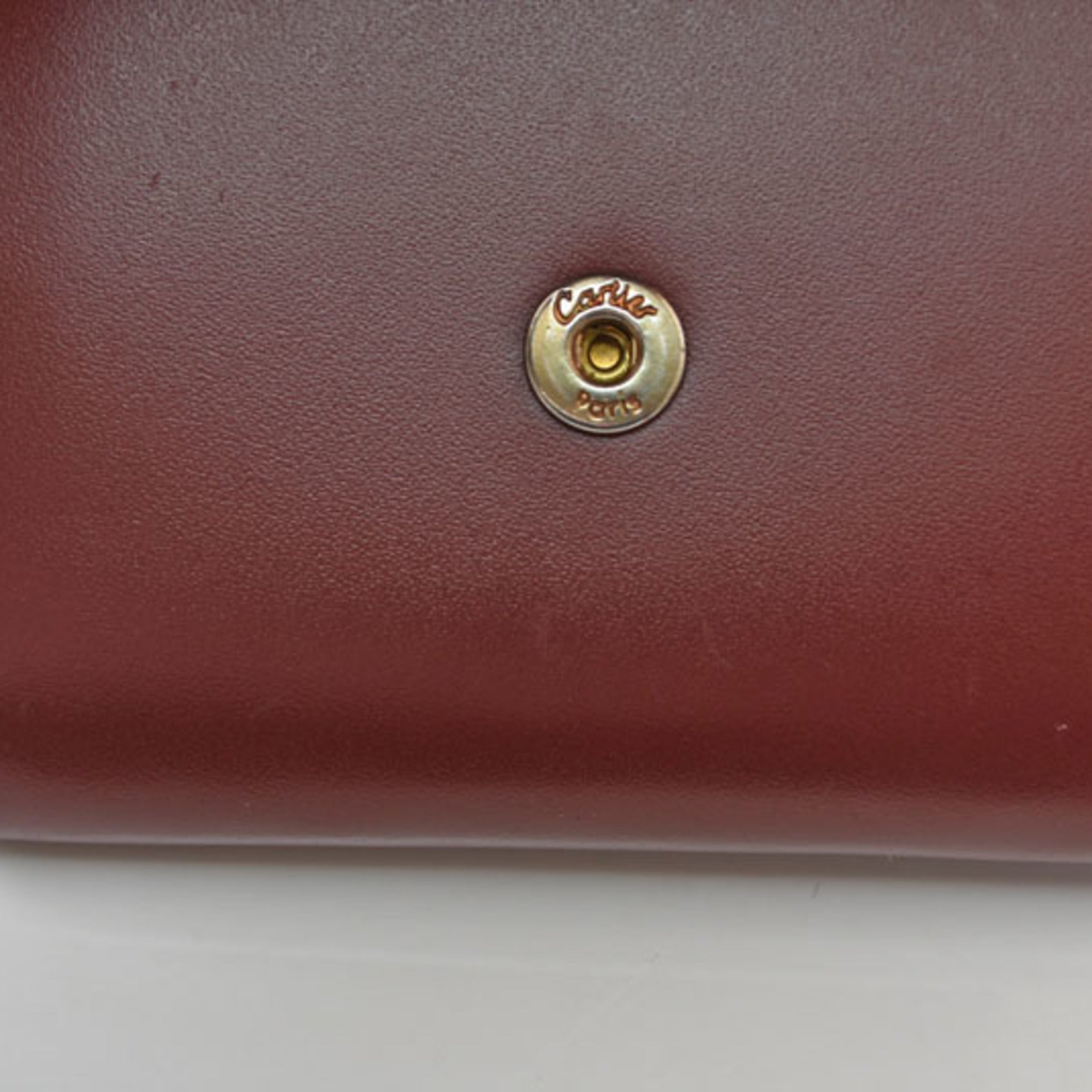 Cartier Bordeaux Leather Coin Purse/Coin Case (Pre-Owned)