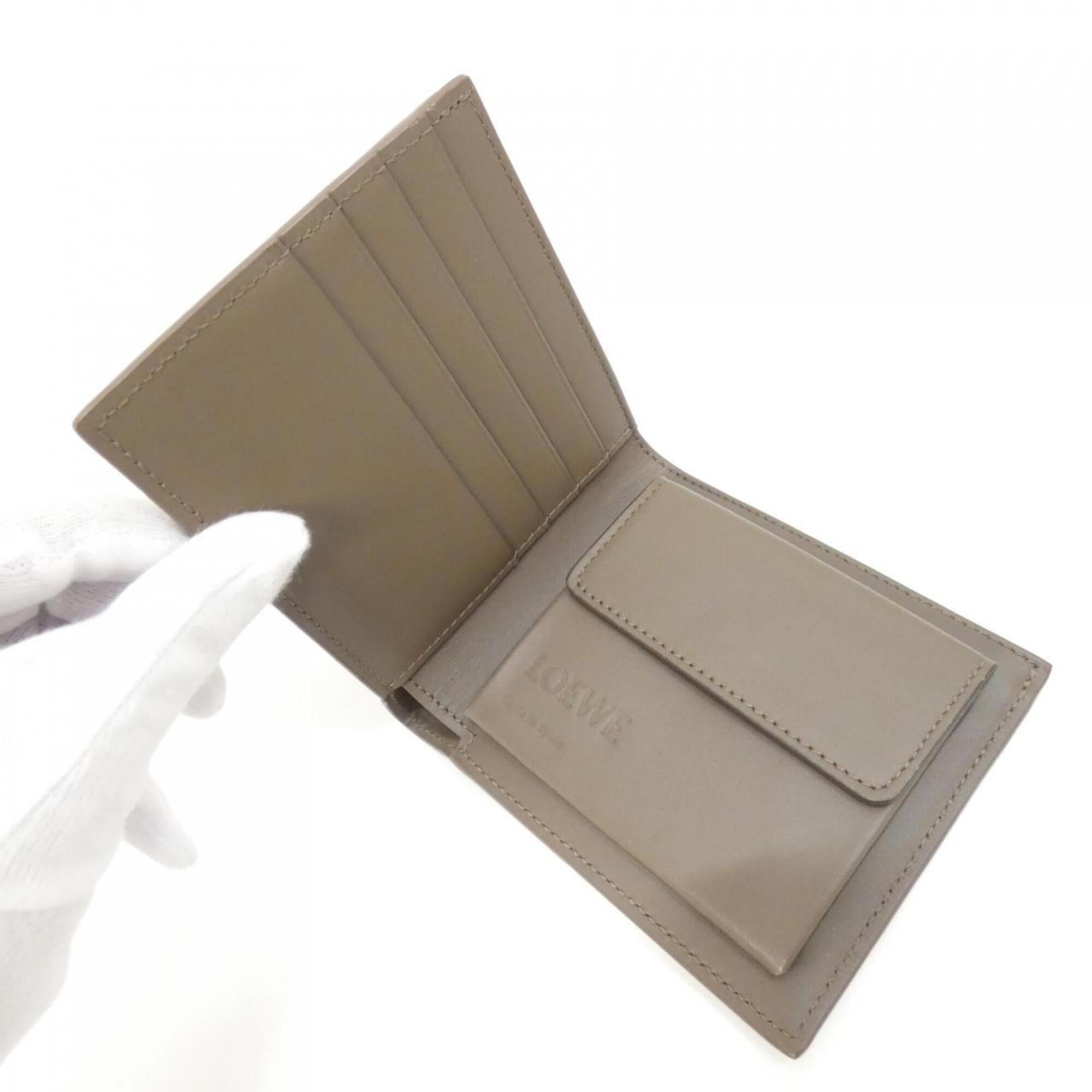 Loewe Brown Gray Leather Wallet (Bi-Fold) (Pre-Owned)