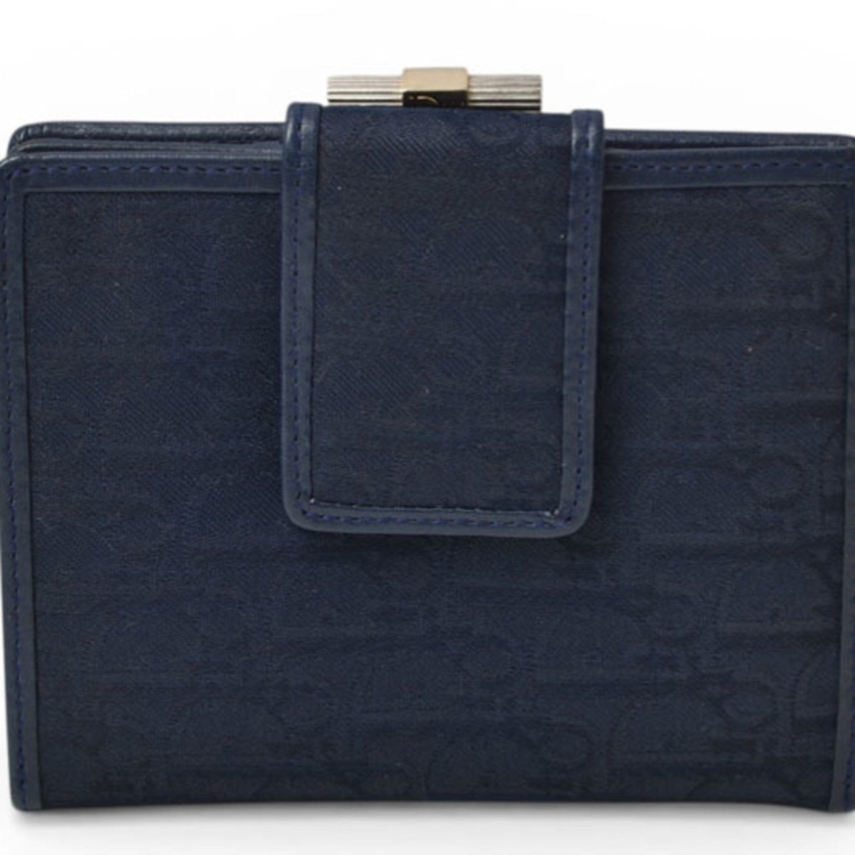 Christian Dior Navy Leather Canvas Wallet (Bi-Fold) (Pre-Owned)