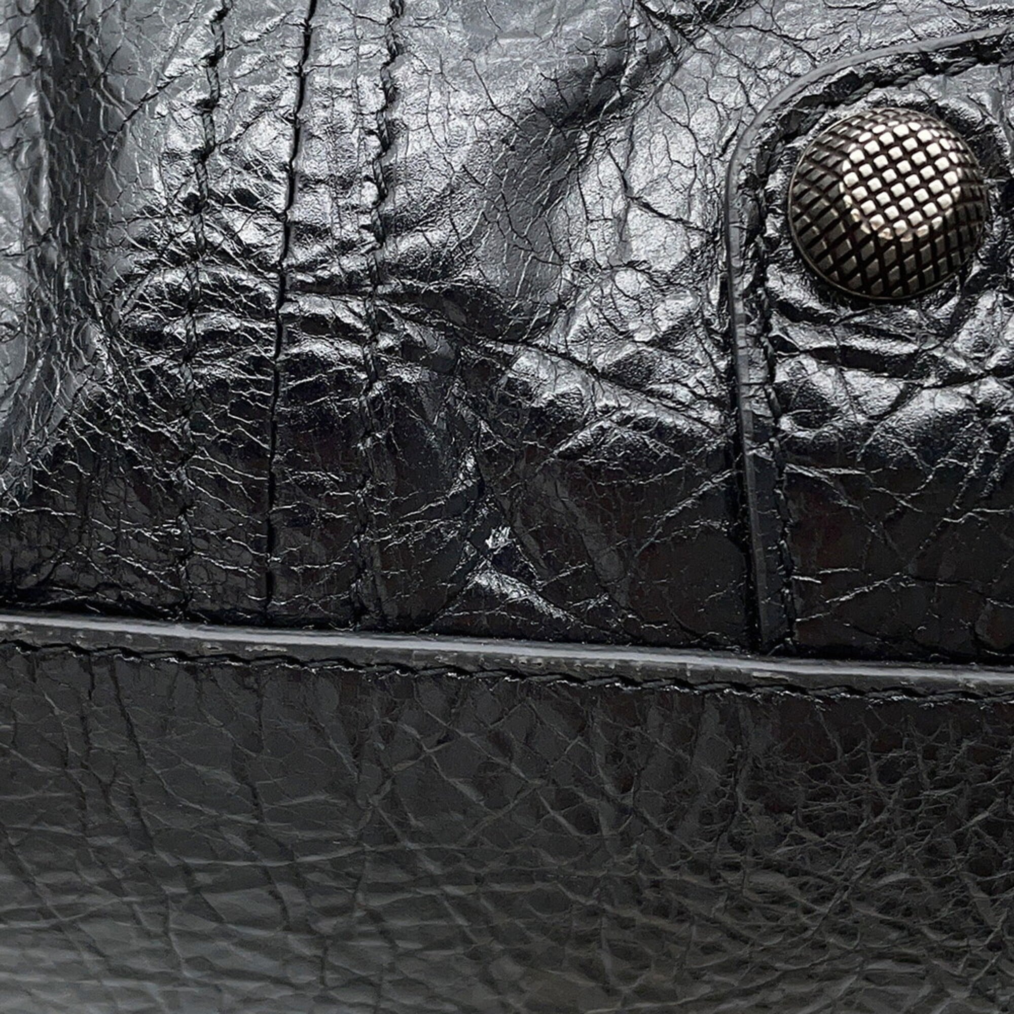 Balenciaga Black Leather Handbag Shoulder Bag (Pre-Owned)