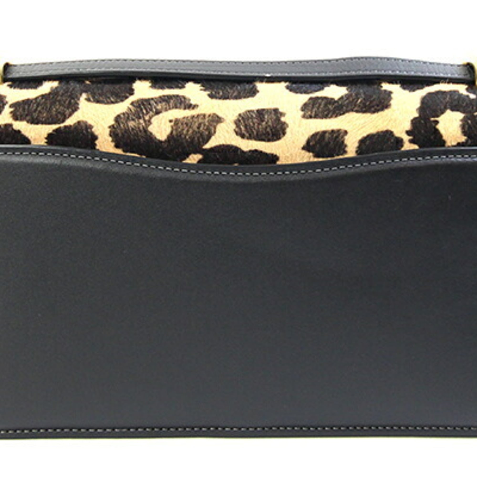 Coach Beige Black Leather Shoulder Bag (Pre-Owned)