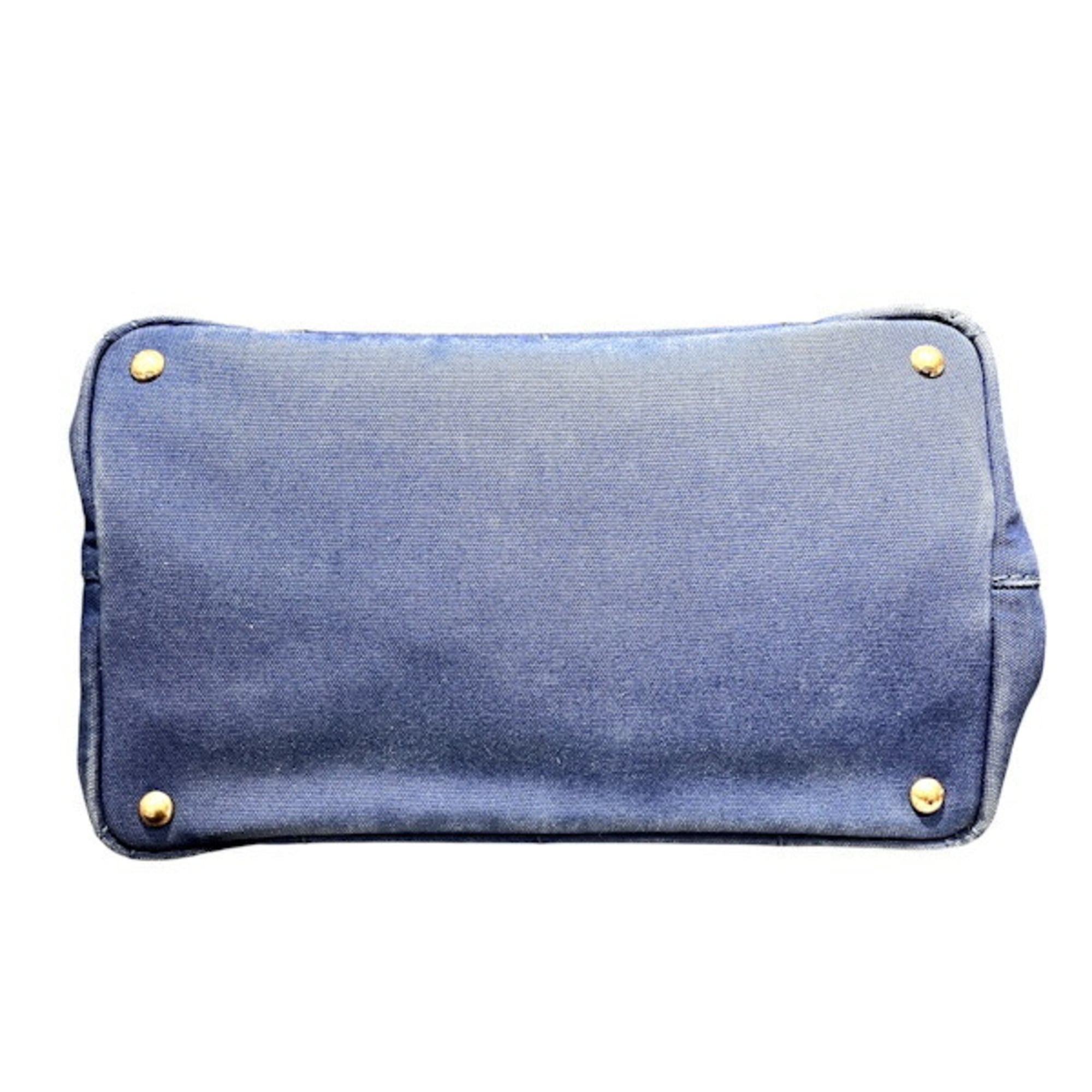 Prada Canapa Blue Canvas Handbag Tote Bag (Pre-Owned)