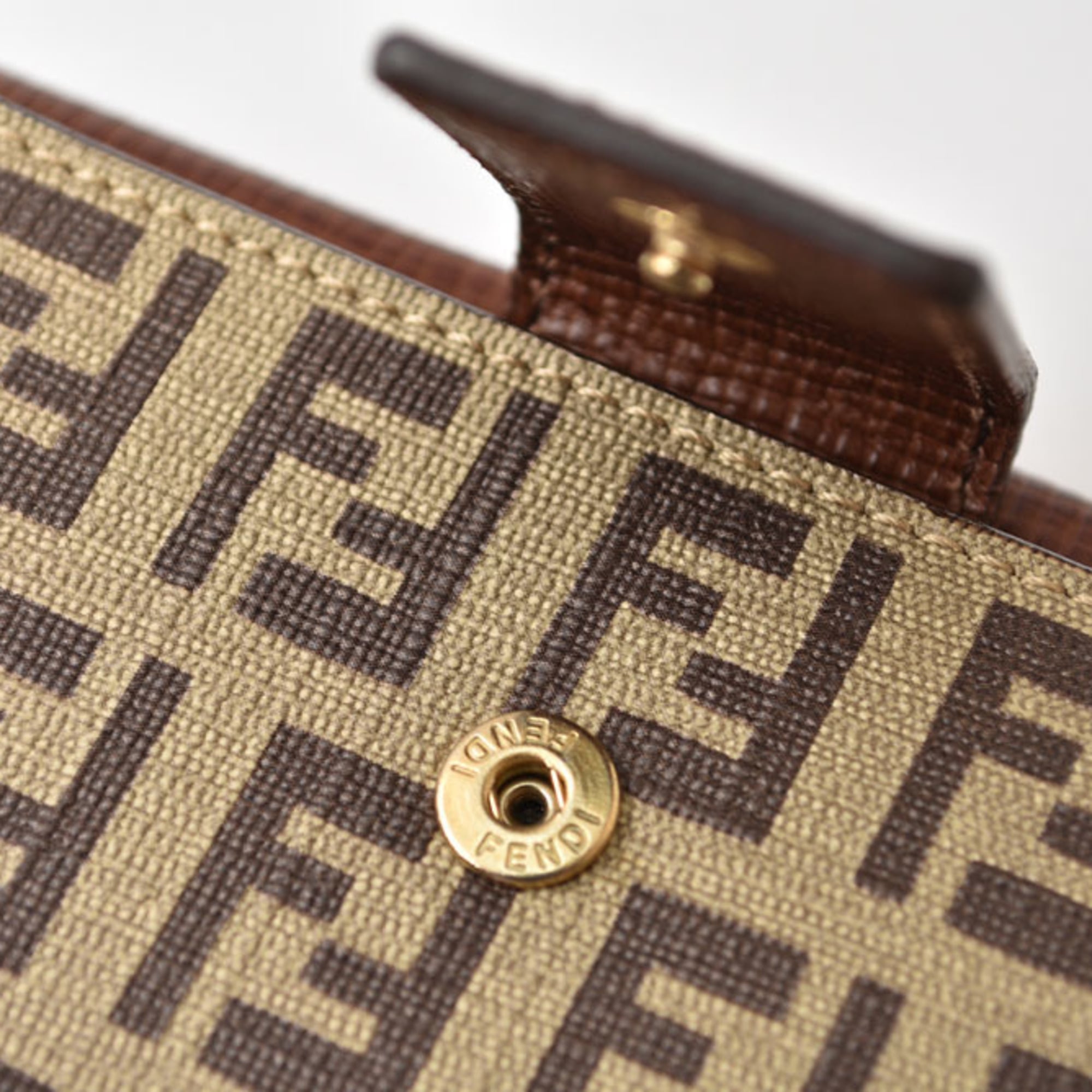 Fendi Beige Brown Brown Pvc Leather Wallet (Bi-Fold) (Pre-Owned)