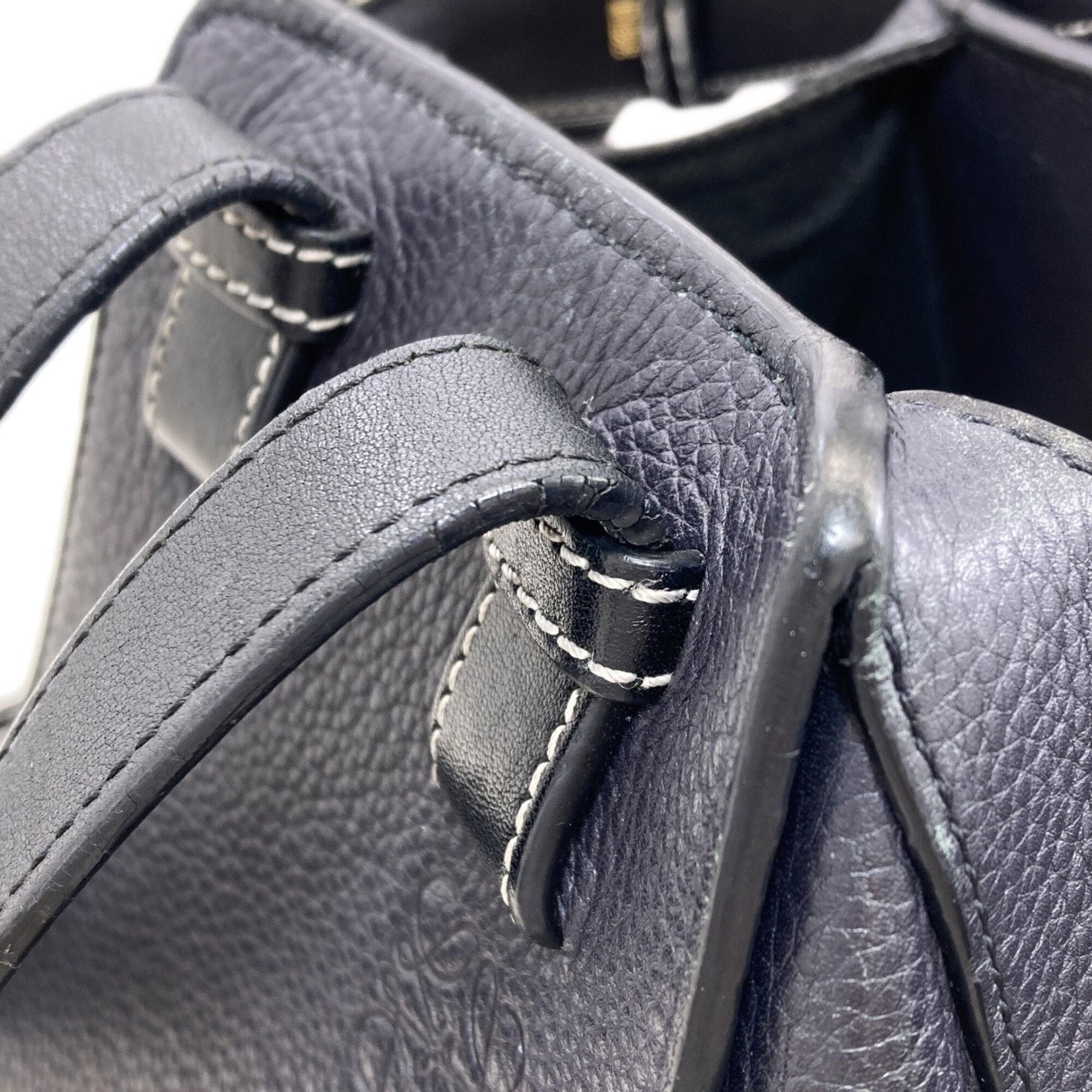 Loewe Hammock Black Dark Navy Leather Handbag (Pre-Owned)