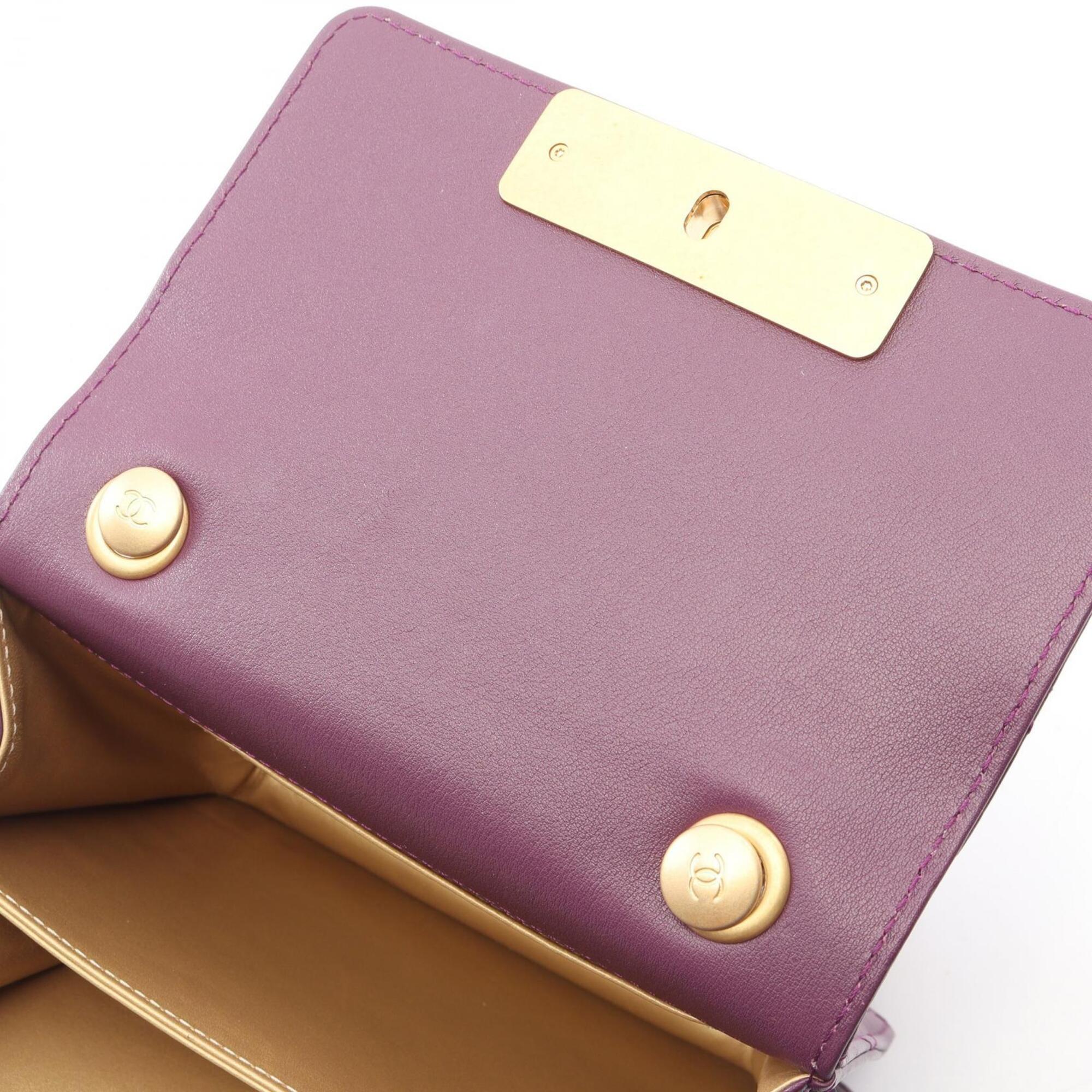 Chanel Purple Leather Handbag Shoulder Bag (Pre-Owned)