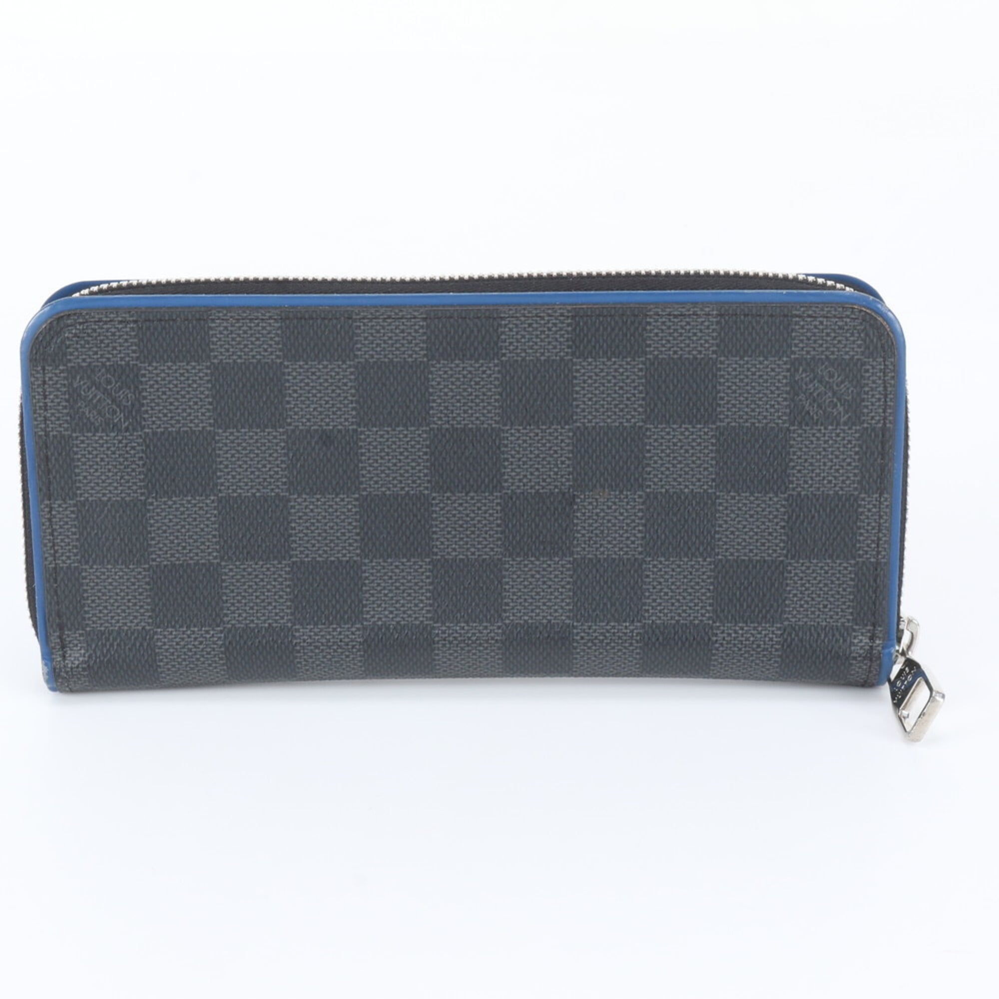 Louis Vuitton Black Blue Leather Coated Canvas Long Wallet (Bi-Fold) (Pre-Owned)