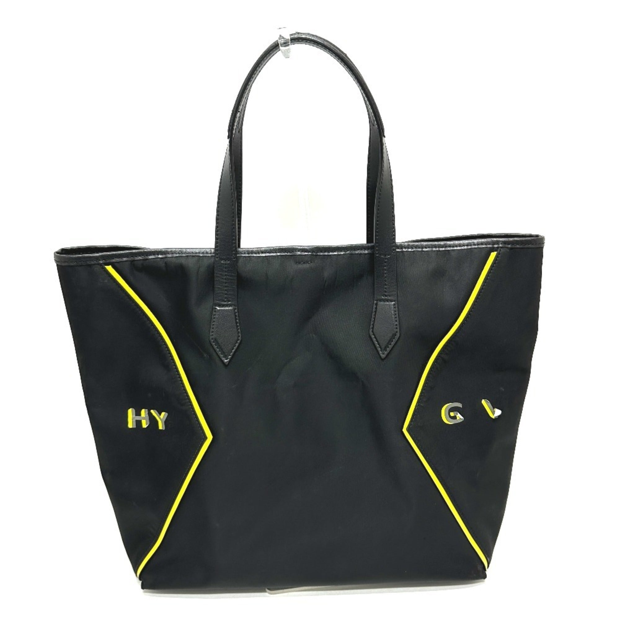 Givenchy Black Yellow Leather Nylon Shoulder Bag Tote Bag (Pre-Owned)