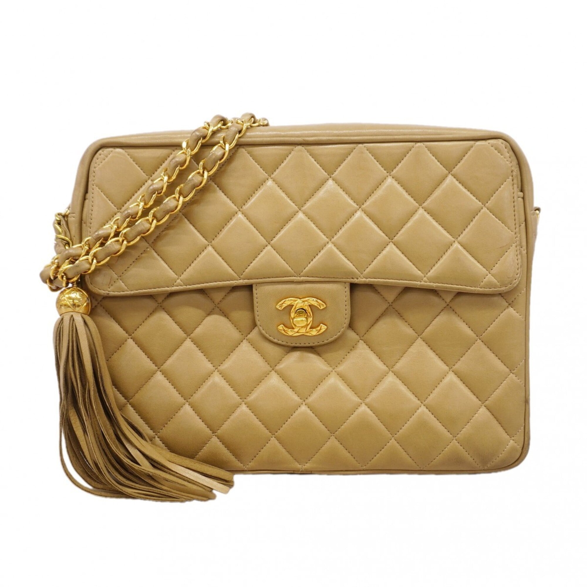 Chanel Beige Leather Shoulder Bag (Pre-Owned)