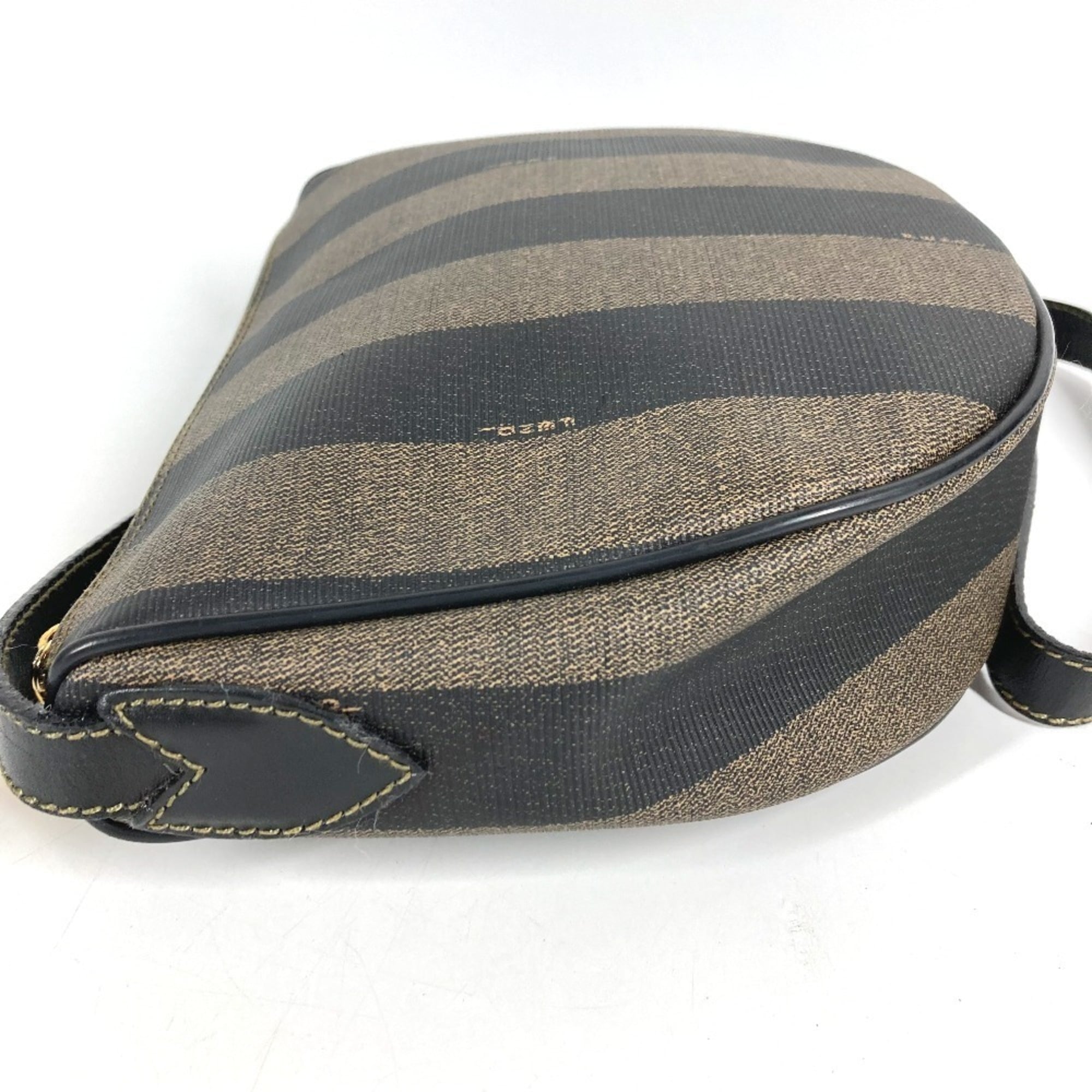 Fendi Black Khaki Pvc Leather Pochette Shoulder Bag (Pre-Owned)