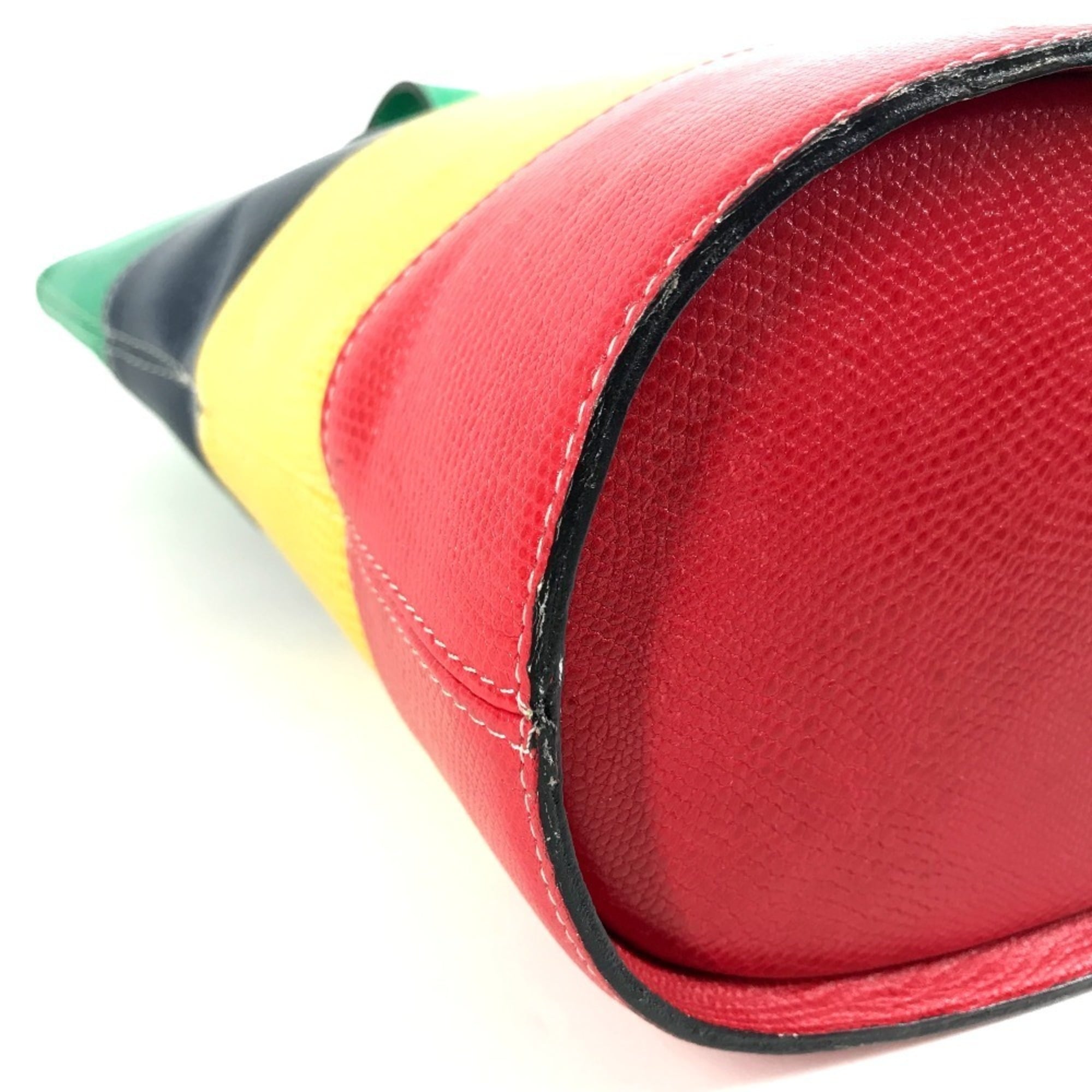 Celine Blue Green Red Color Yellow Leather Shoulder Bag (Pre-Owned)