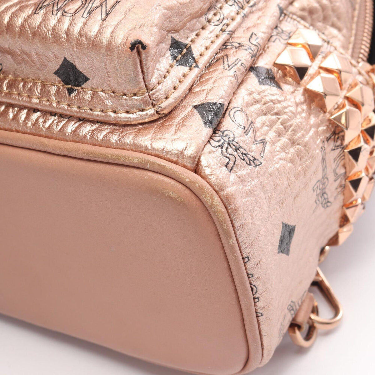 Mcm Gold Coated Canvas Backpack Handbag (Pre-Owned)