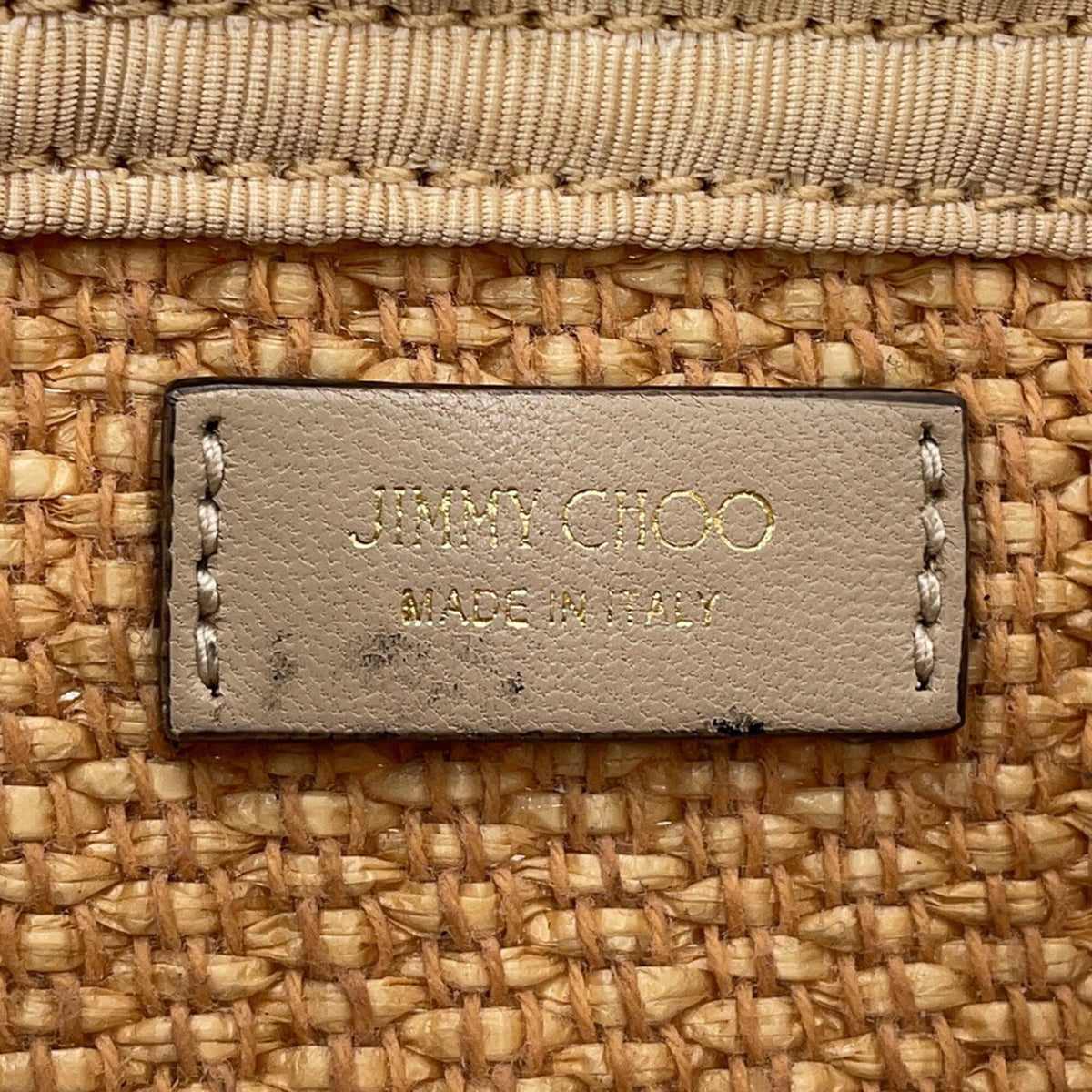 Jimmy Choo Beige Raffia Leather Handbag Shoulder Bag (Pre-Owned)