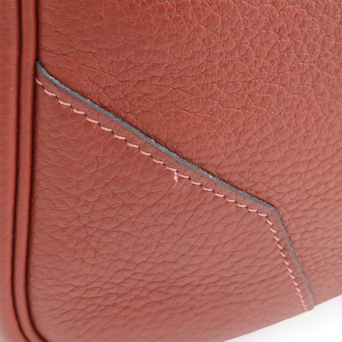 Hermes Rouge H Taurillon Clemence Leather Boston Bag (Pre-Owned)