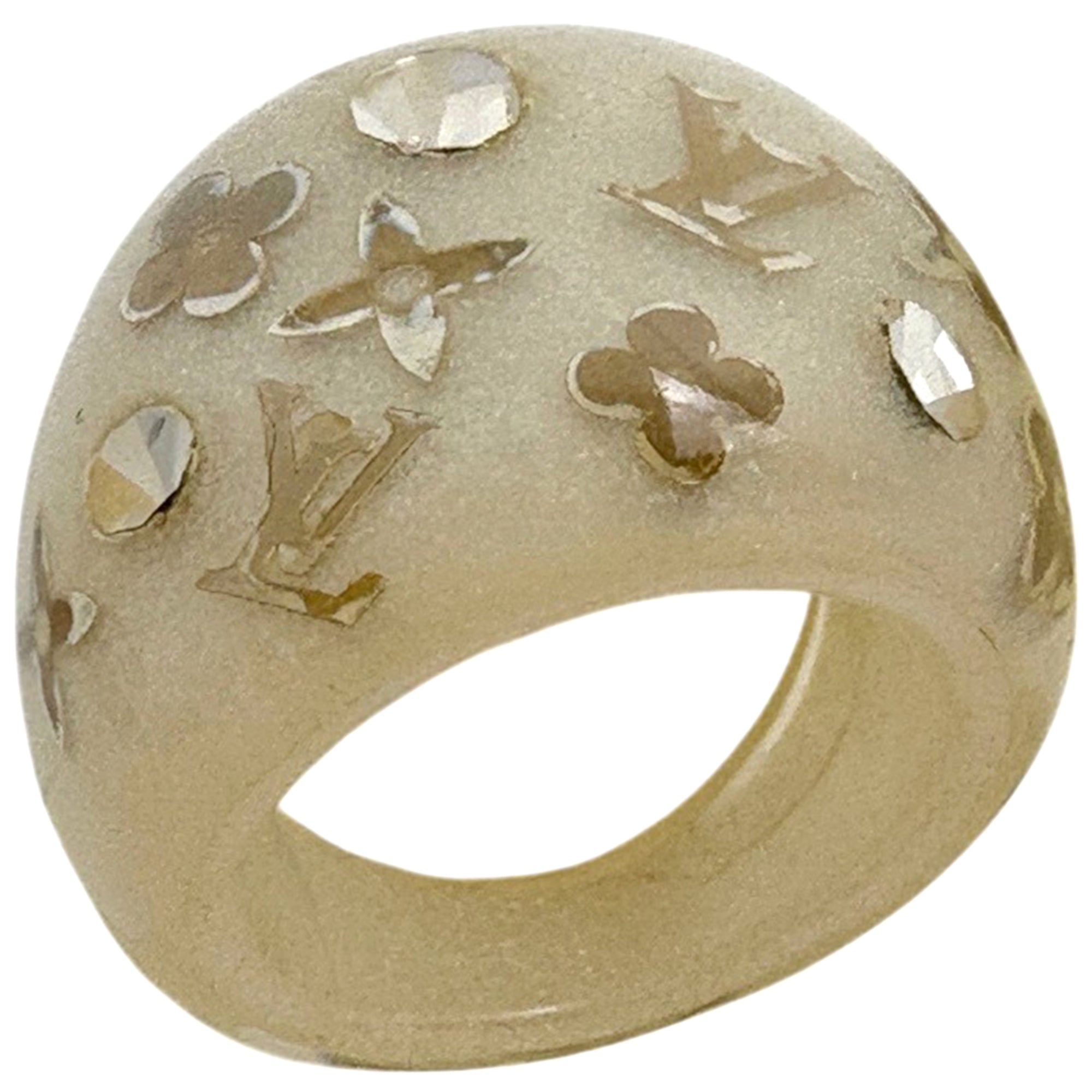 Louis Vuitton Inclusion Gold Clear Plastic Band Ring (Pre-Owned)