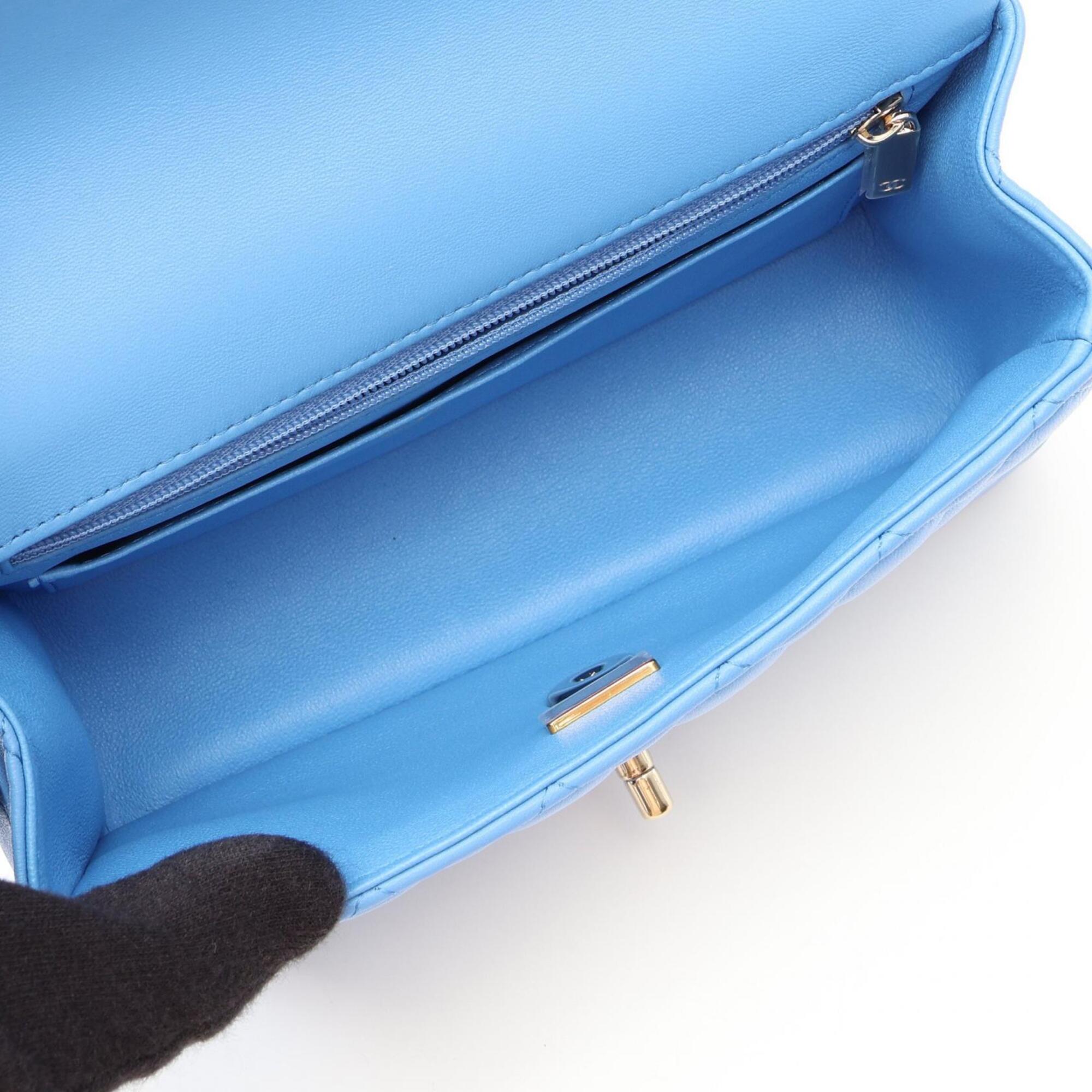 Chanel Blue Leather Handbag Shoulder Bag (Pre-Owned)