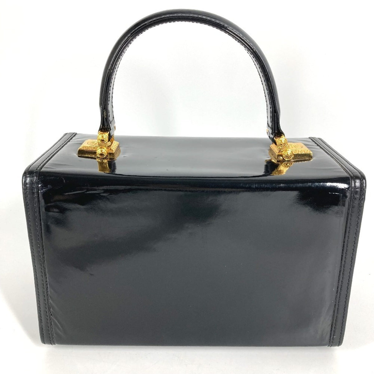 Versace Black Patent Leather Handbag Vanity Bag (Pre-Owned)